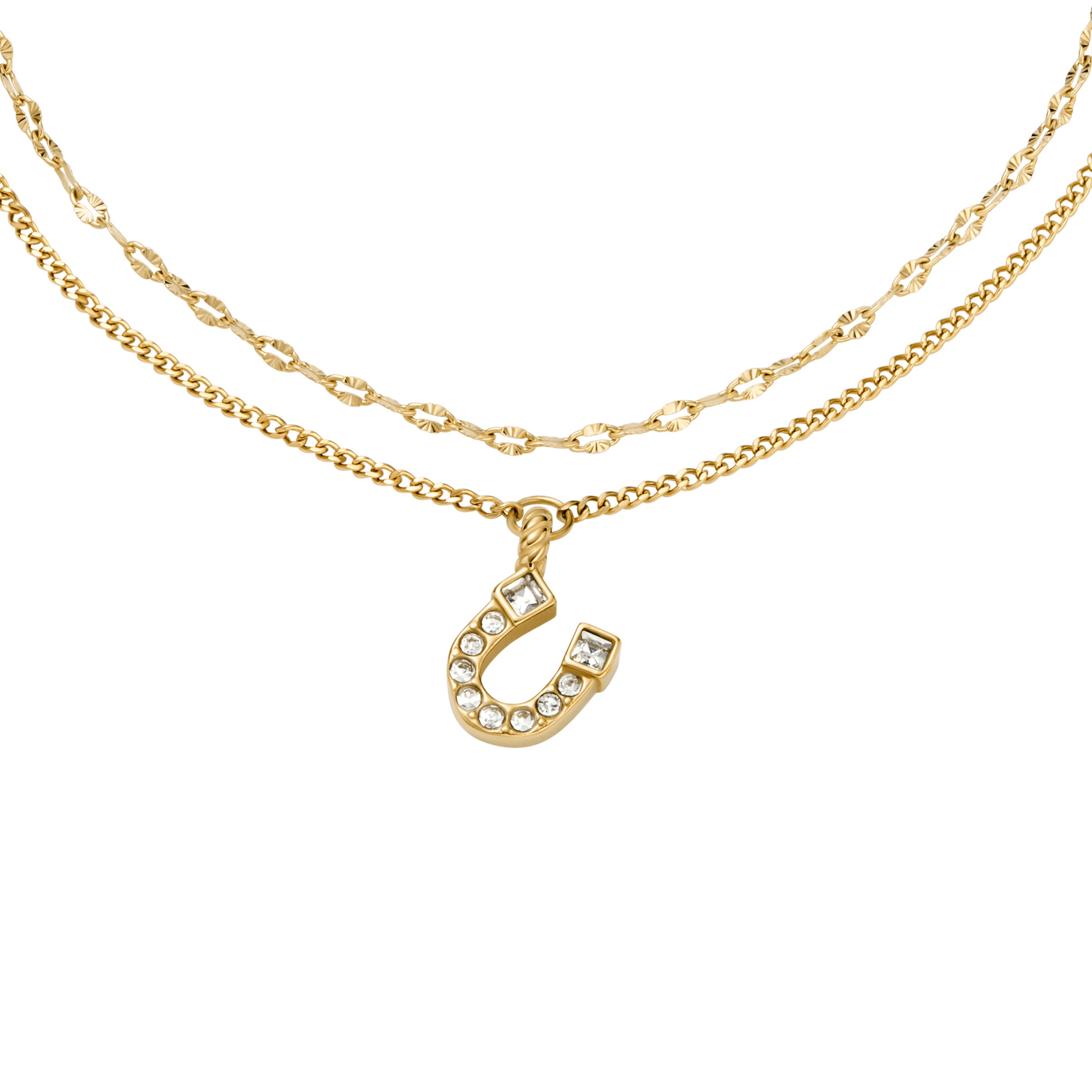 Fossil Armband »Schmuck Geschenk Edelstahl SUTTON«, mit Glasstein