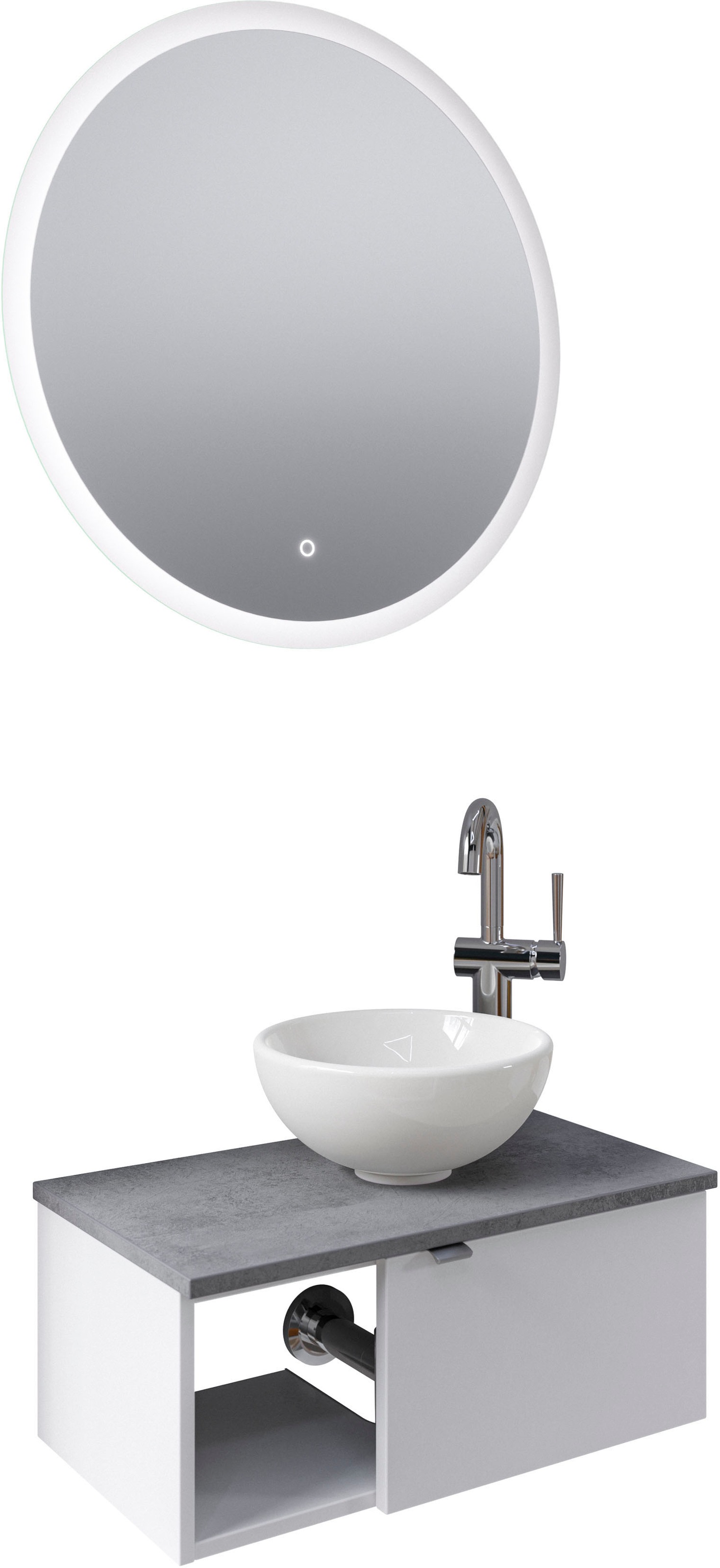 Saphir Badmöbel-Set »Serie 6915«, (4 St.), Gäste-Bad, 70 cm breit, mit LED-Spiegel, offenem Fach und 1 Tür