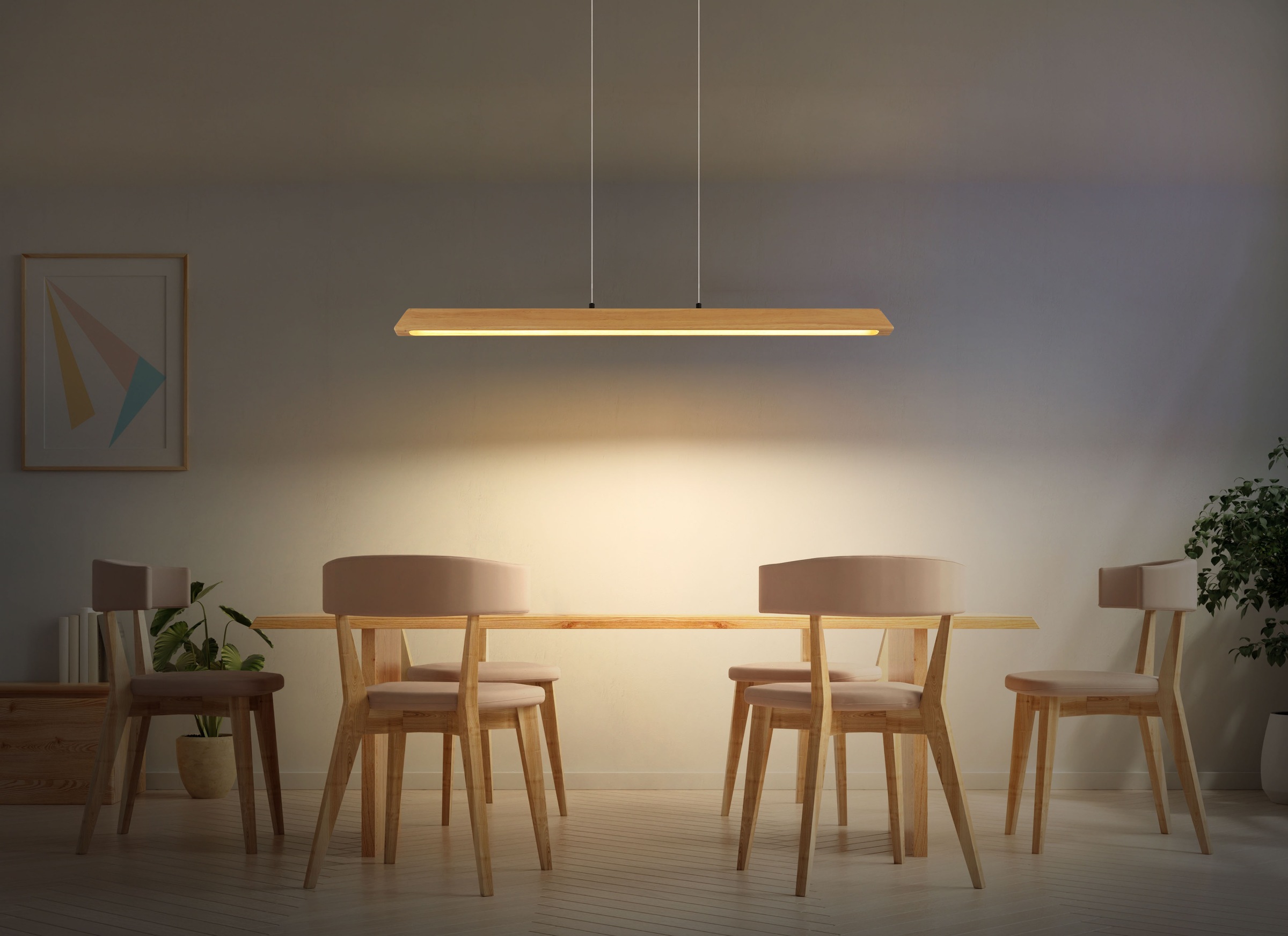 GLOBO LIGHTING Hängeleuchte »MELBA« LED-Modul 1 Stk. Schwarz Holz Hängeleuchte Touchdimmer LED CCT, höhenverstellbar