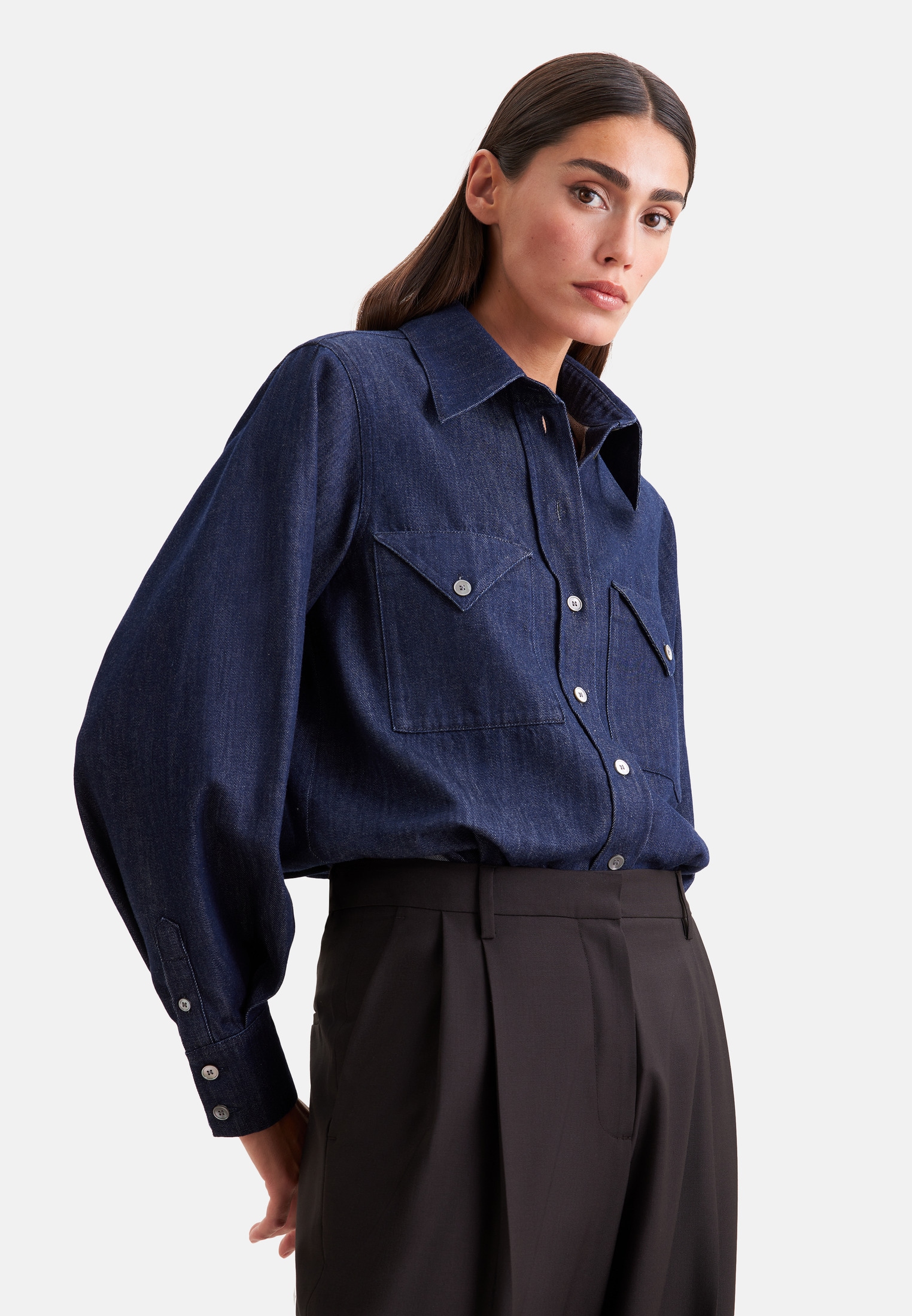 seidensticker Hemdbluse 1/1 Kragen Denim