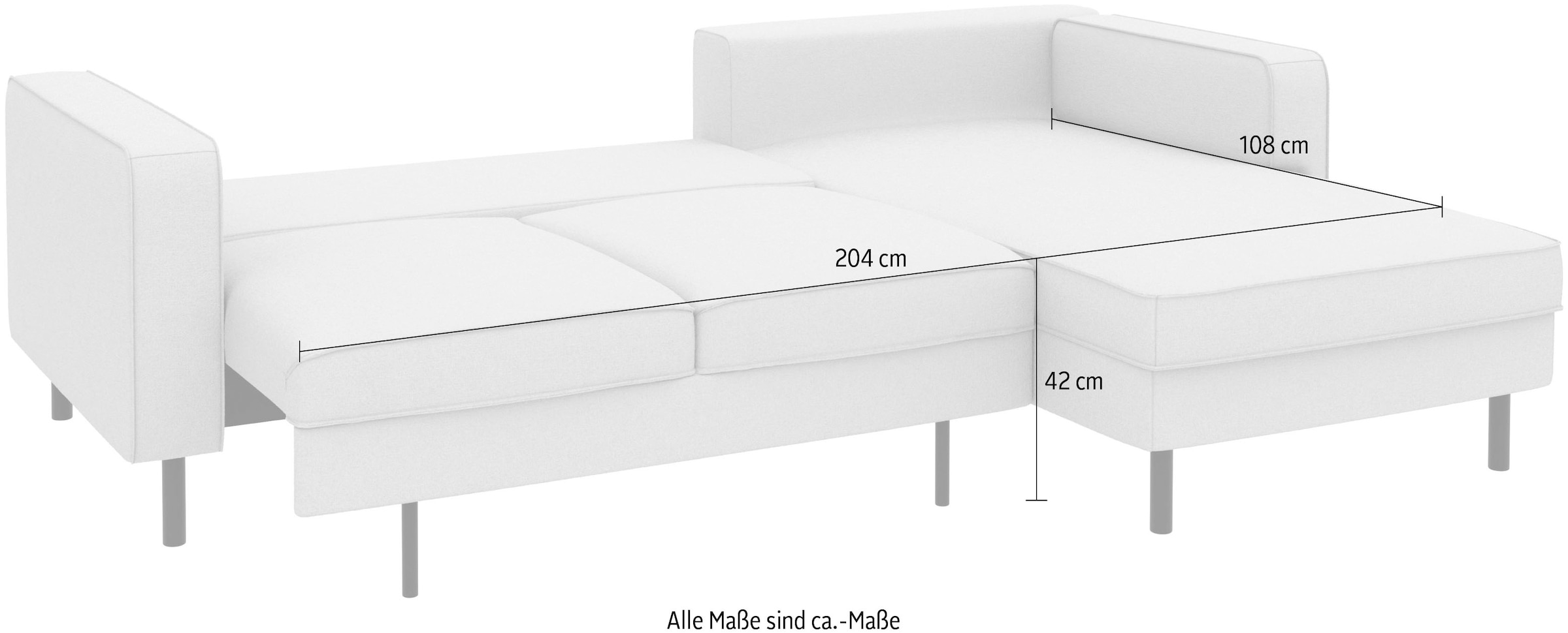 TRENDMANUFAKTUR Ecksofa »Watkins, Couch wahlweise mit Schlaffunktion & Bettkasten, auch in Cord«, Recamiere beidseitig montierbar, Sofa in L-Form, Breite 232 cm