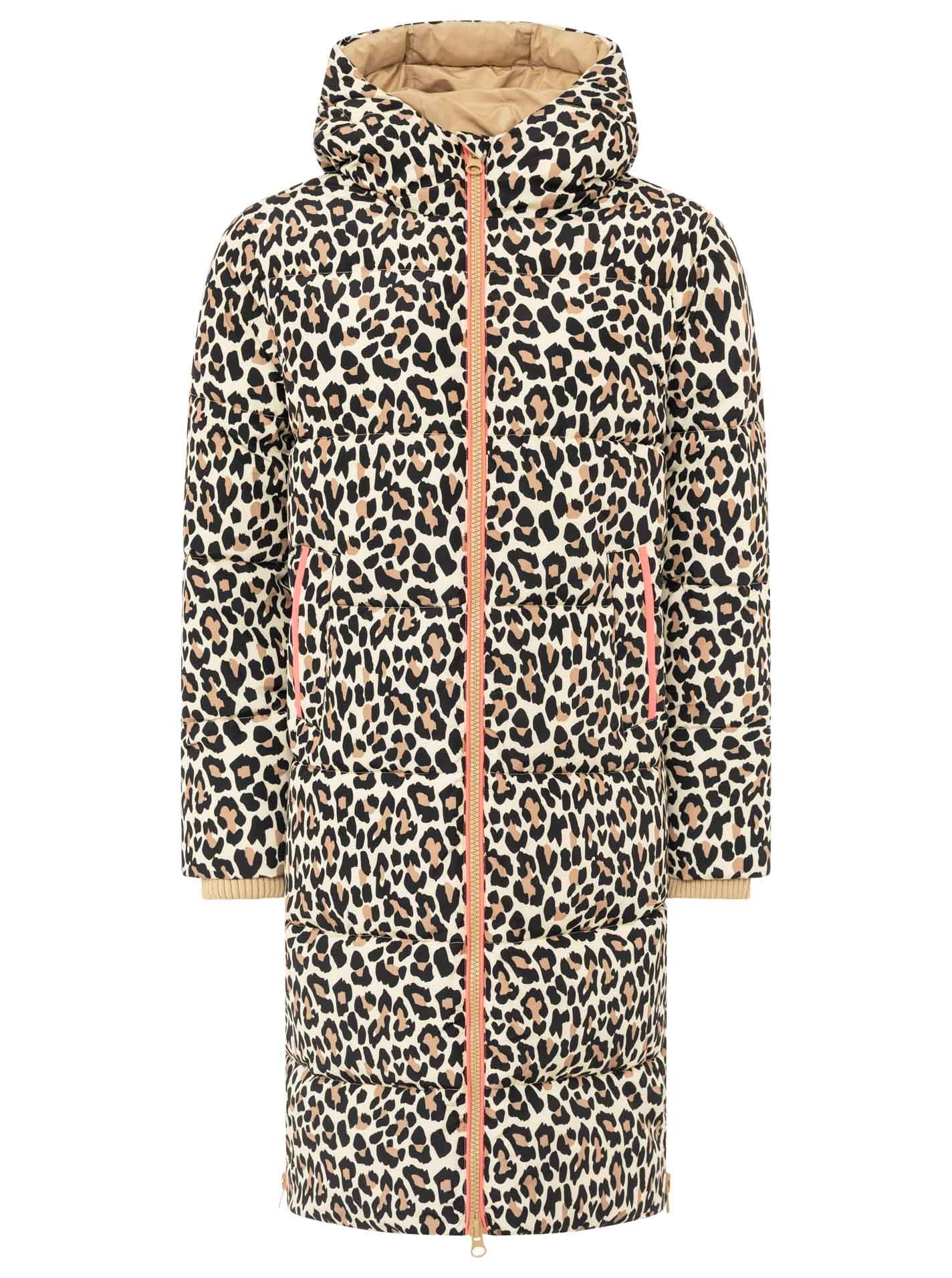 Zwillingsherz Steppmantel "„Leo AOP“" Kapuze, farblich abgesetzte Details,Leomuster, Reisverschluss, Taschen