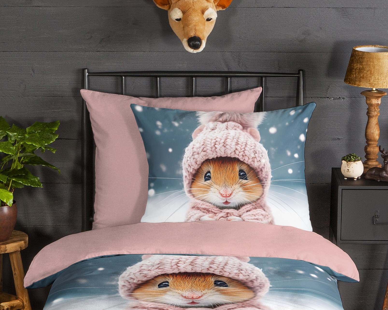 good morning Kinderbettwäsche »Sofiamu« 2 Stk. Flanell Biber, 135x200, Warm, Reißverschluss, Wende, Mädchen, Hamster