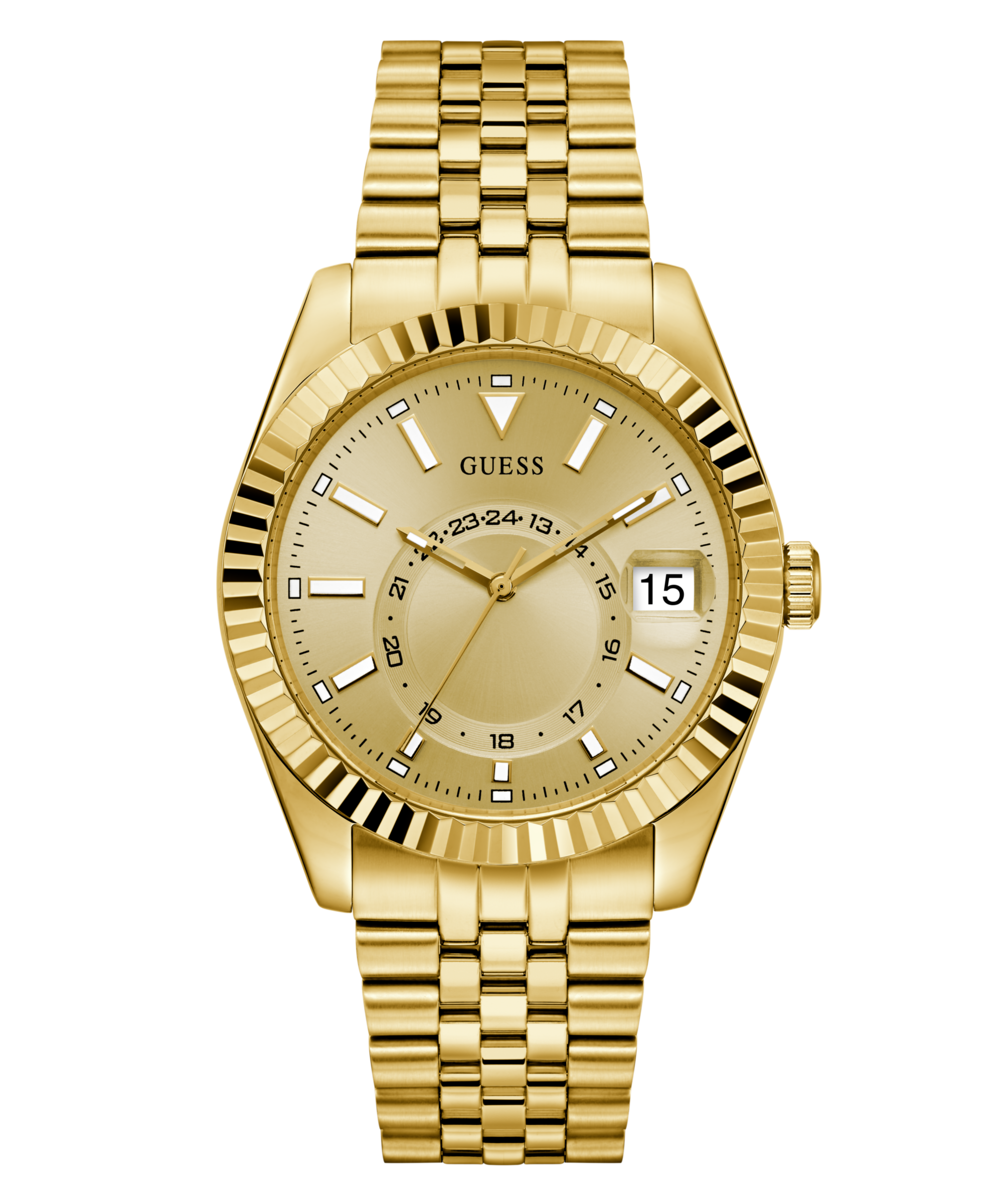 Guess Quarzuhr »JADEN« Armbanduhr, Herrenuhr, Edelstahlarmband, Datum