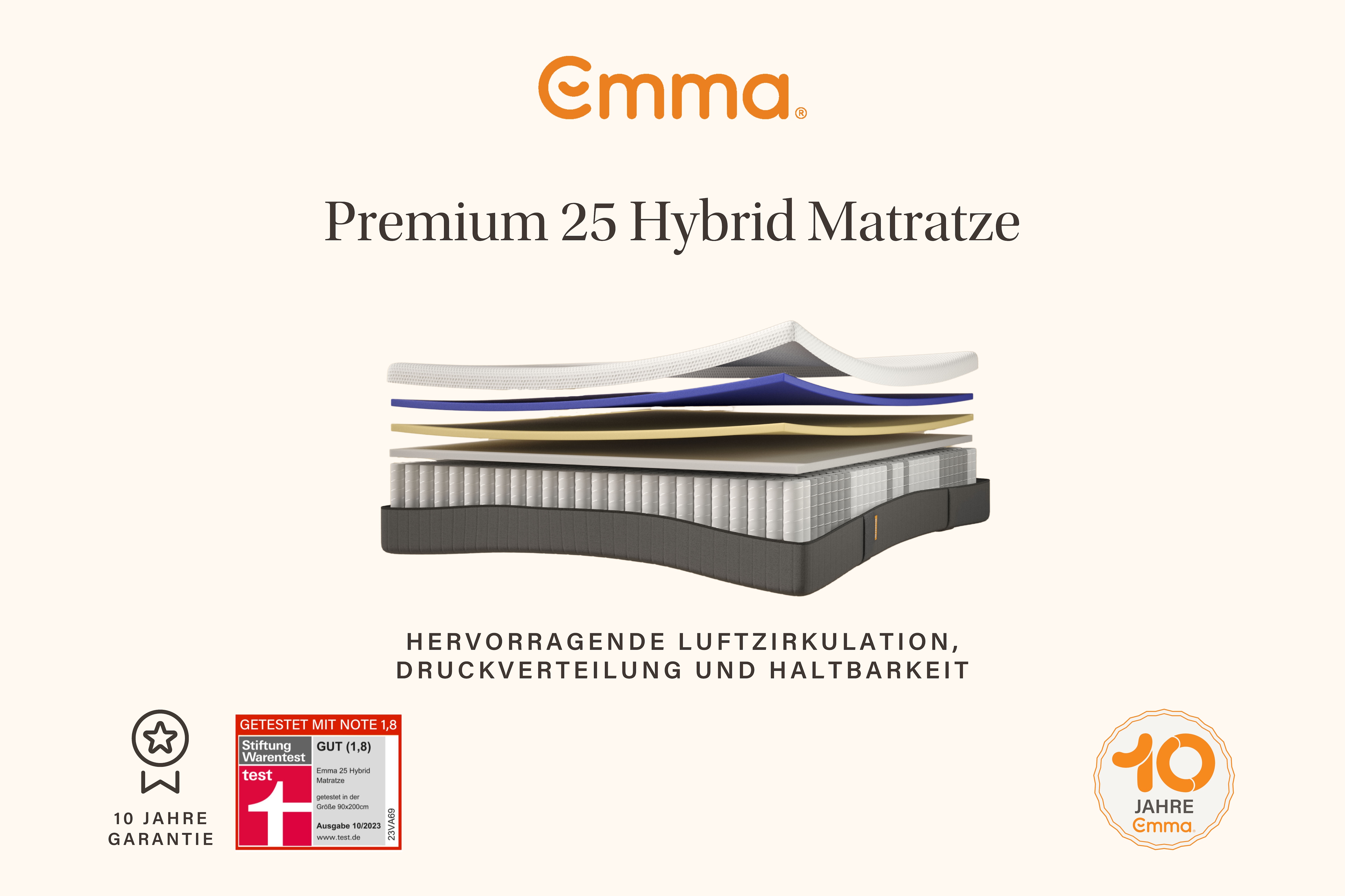 Emma Taschenfederkernmatratze "Emma 25 Hybrid" 25 cm hoch Raumgewicht: 35 k günstig online kaufen