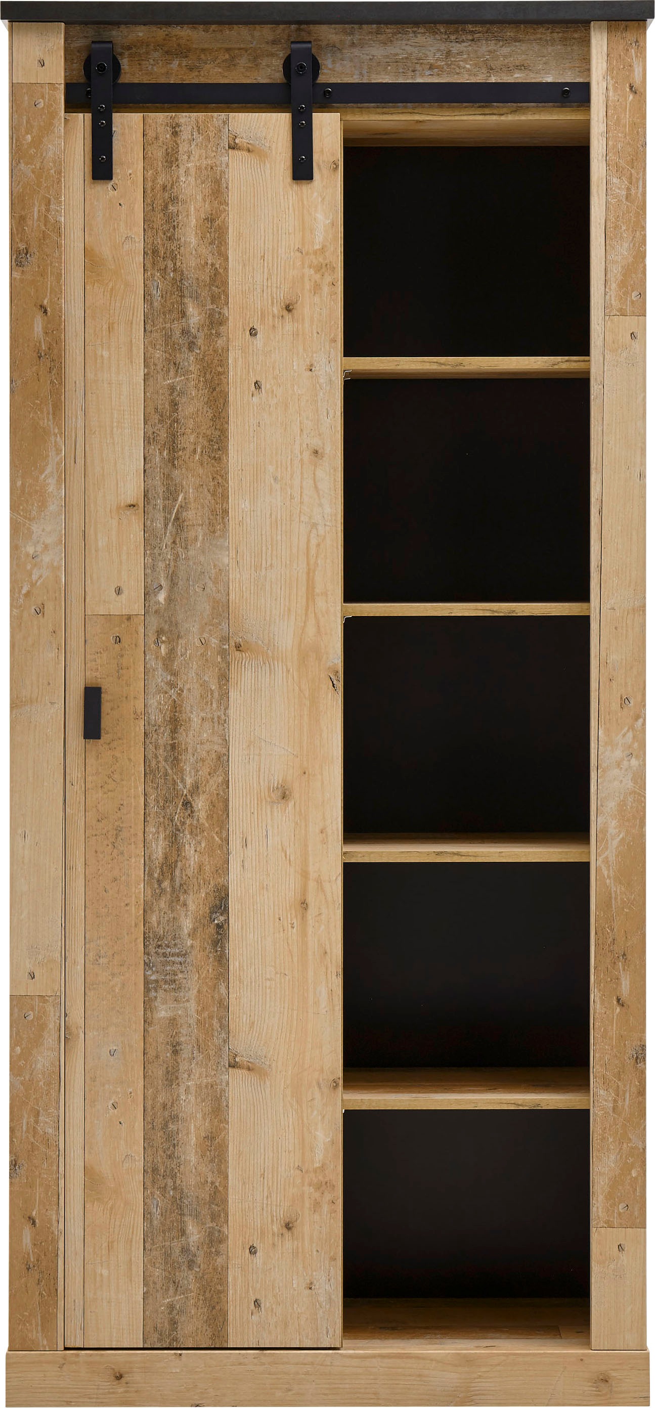 Home affaire Regal "SHERWOOD" modernes Holz Dekor, mit Scheunentorbeschlag günstig online kaufen