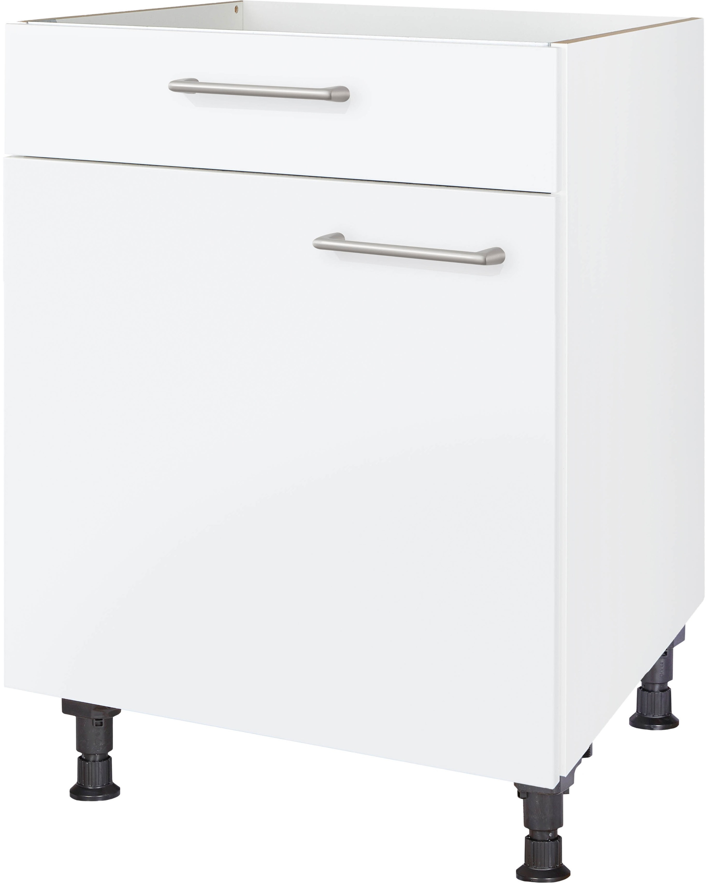 Kochfeldumbauschrank NOBILIA, B:60cm H:87cm T:58,3cmfront: alpinweiß, korpus: alpinweiß, Schränke, ""Laser", mit Schukasten und Tür, Ausrichtung