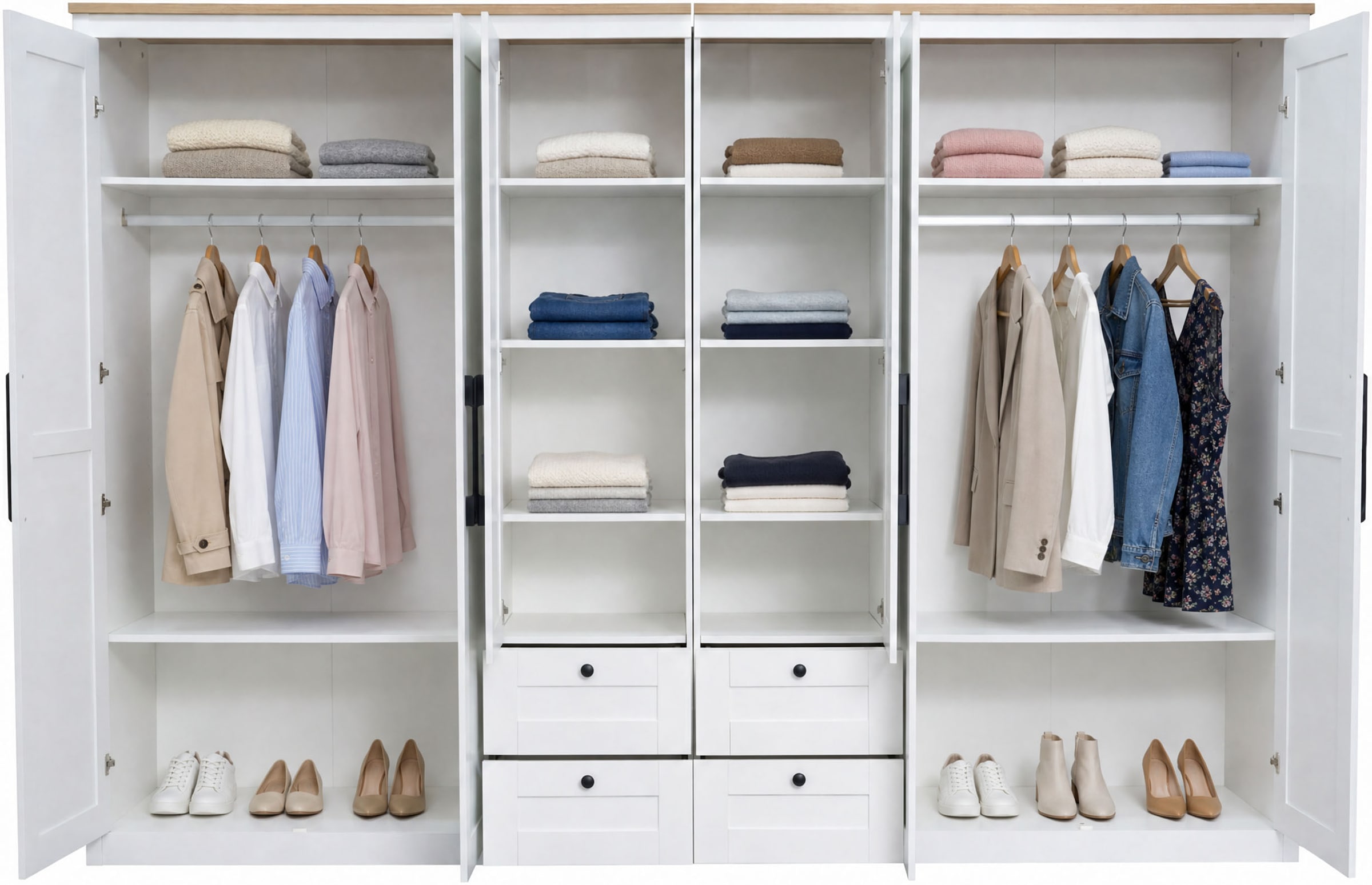 OTTO home Kleiderschrank »Büsum Schlafzimmer Schrank mit 6 Türen und Spiegel« Schlafzimmerschrank Landhaus Design Garderobe Schrank Bestseller