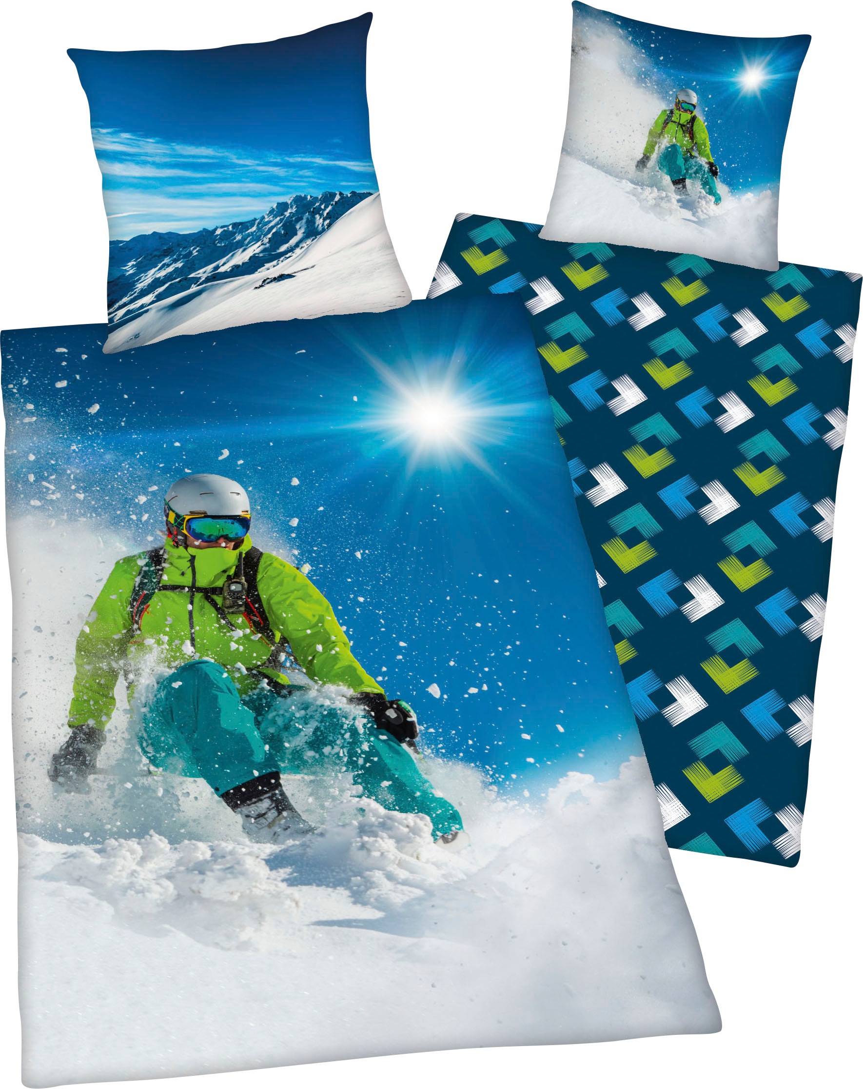 Herding Young Collection Wendebettwäsche "Skifahrer", mit tollem "Skifahrer" Motiv