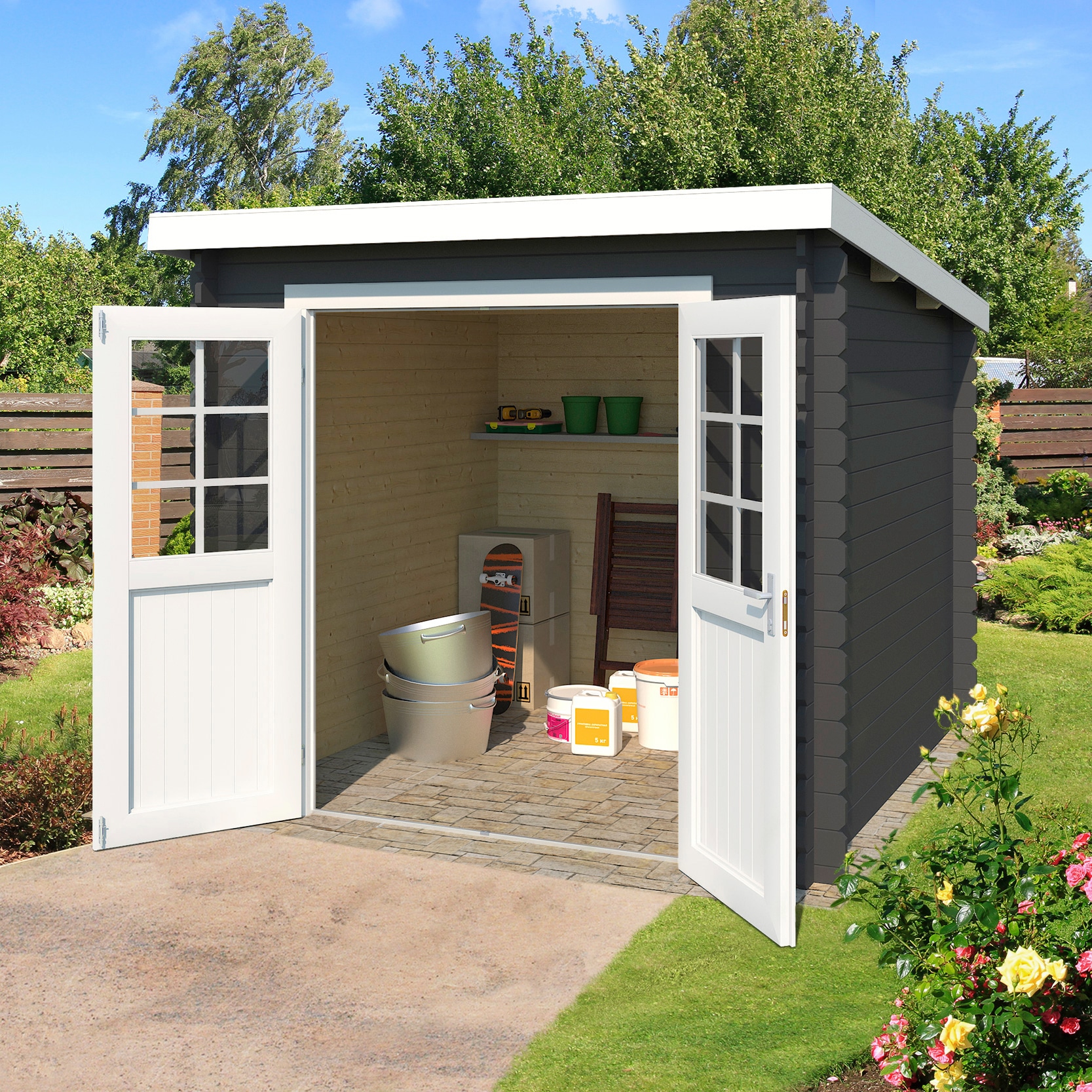LASITA MAJA Gartenhaus "Indi 230" Blockbohlenhaus 28mm