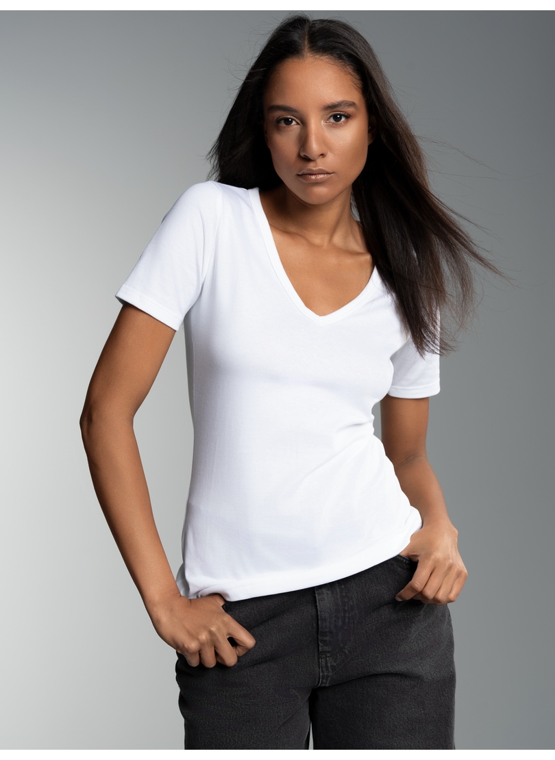 Trigema T-Shirt "TRIGEMA V-Shirt aus Baumwolle/Elastan" 1 Stk. tlg. günstig online kaufen