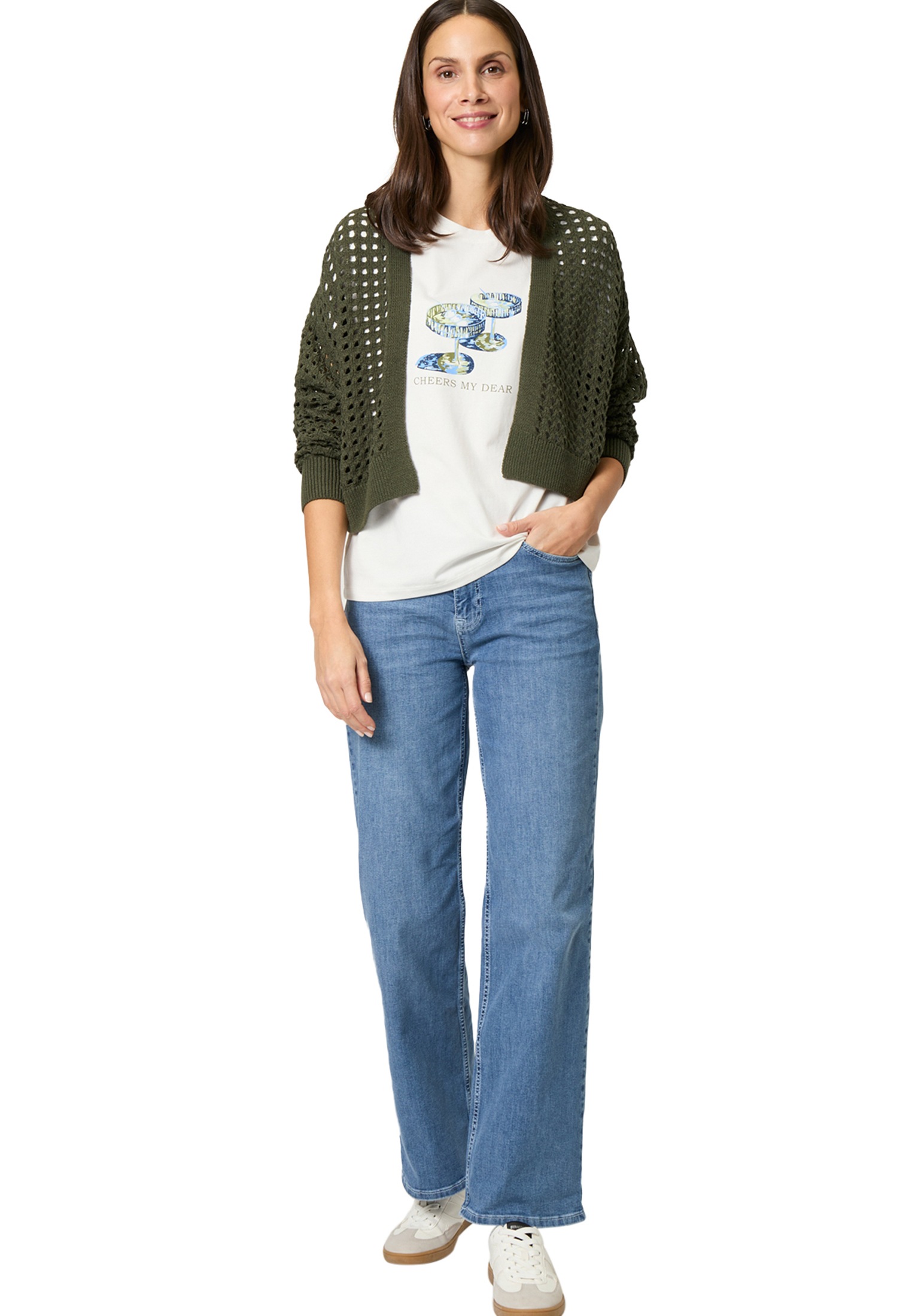 Zero Strickjacke »zero Strickjacke mit Lochmuster«, Lochmuster