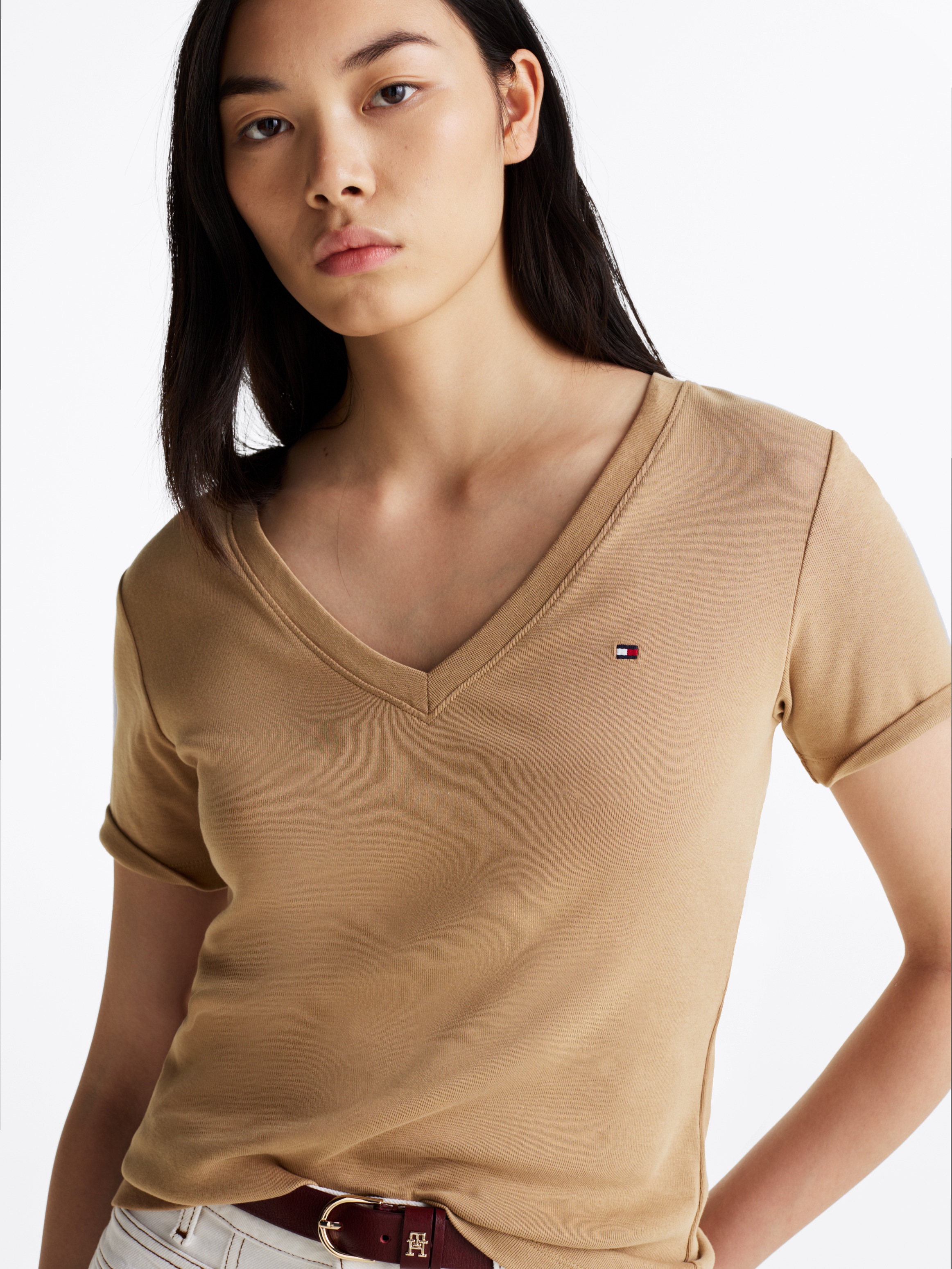 Tommy Hilfiger T-Shirt "SLIM CODY V-NK SS mit V-Ausschnitt und Streifen" Ba günstig online kaufen