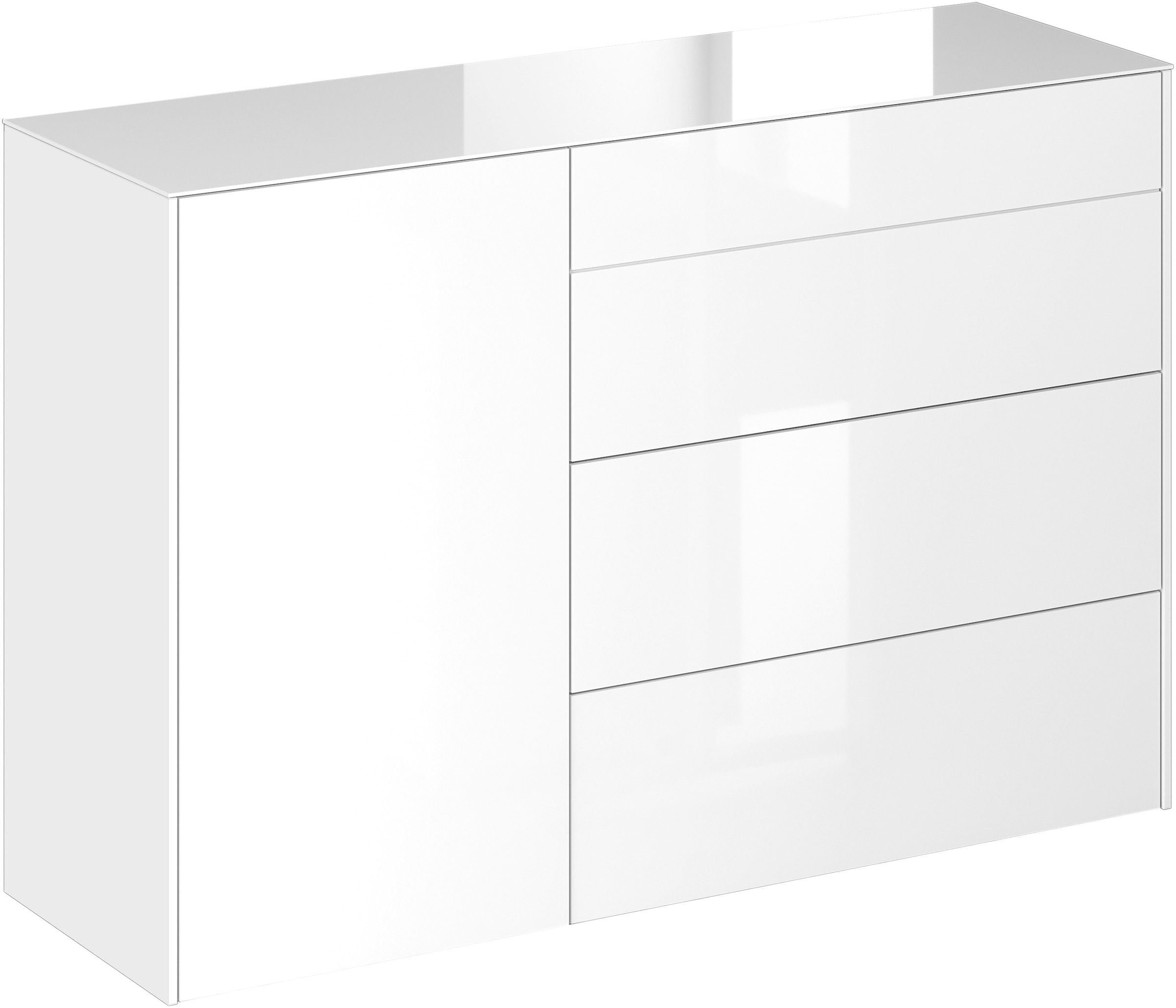 Mäusbacher Kommode Kommode BHT 131/89/42 cm, Push to open, Front+Oberplatte=Glas