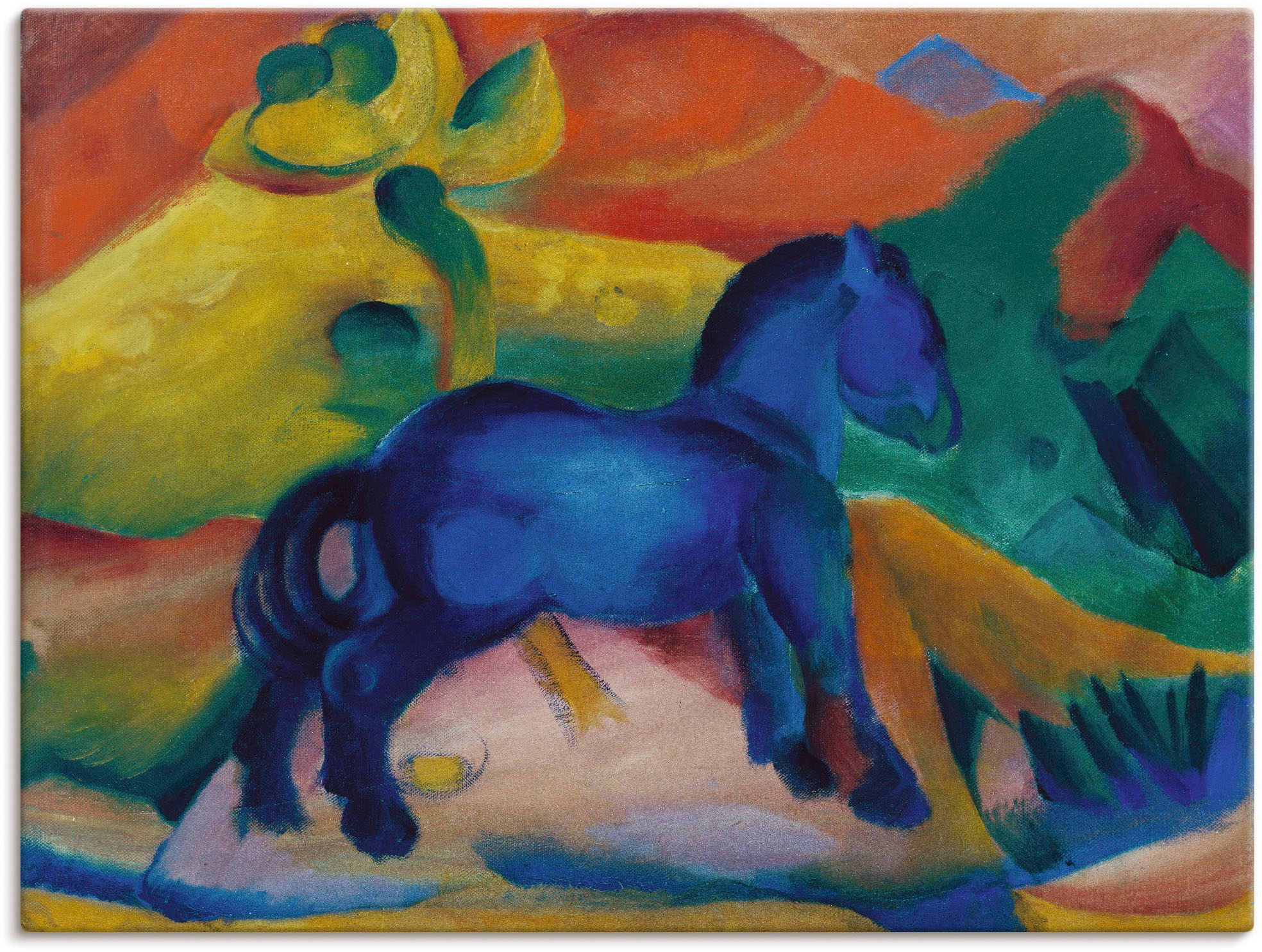 Artland Leinwandbild "Blaues Pferdchen Kinderbild. 1912.", Tiere, (1 St.), auf Keilrahmen gespannt