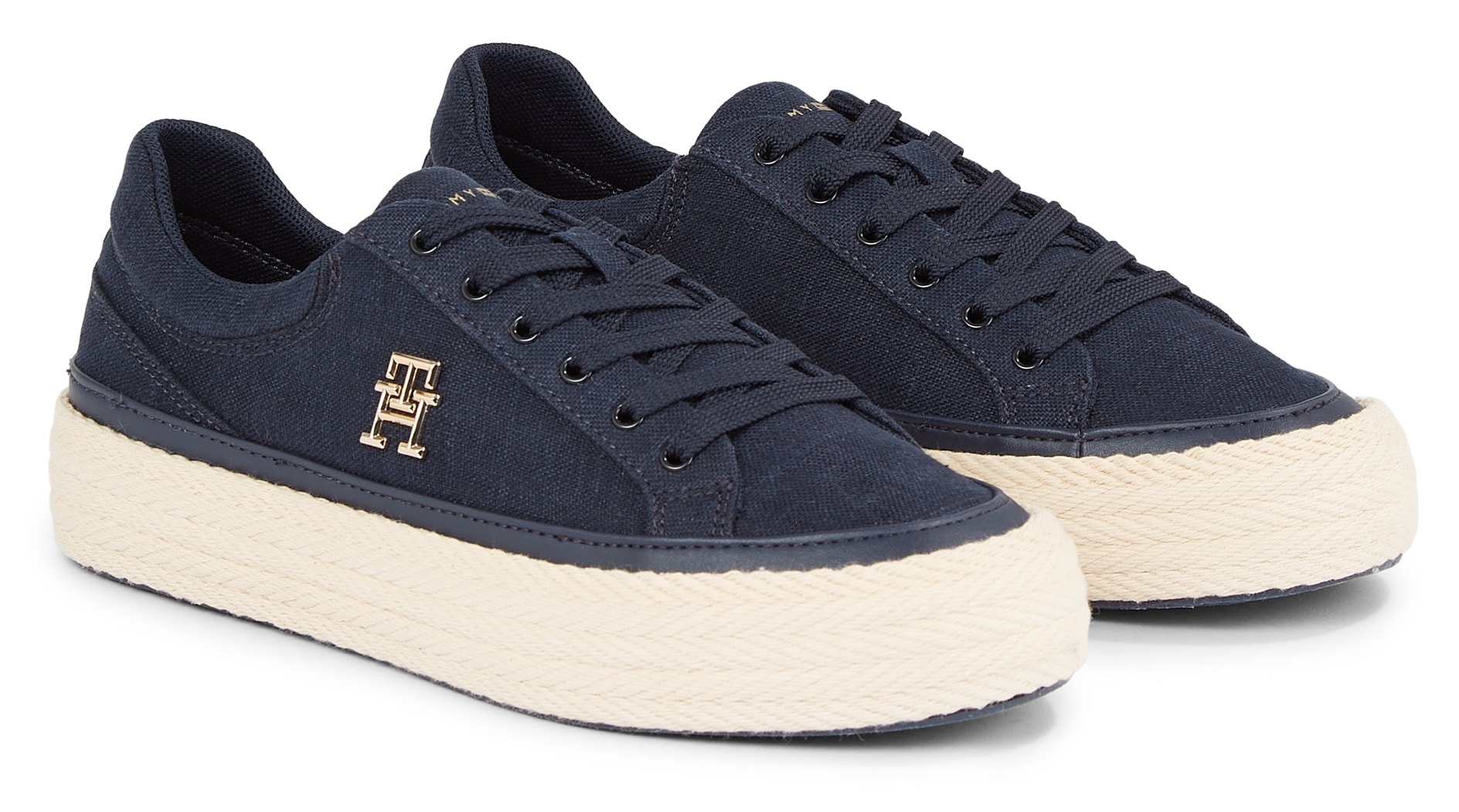 Tommy Hilfiger Plateausneaker »VULC SNEAKER LINNEN«, mit gepolstertem Schaftrand, Freizeitschuh, Halbschuh, Schnürschuh