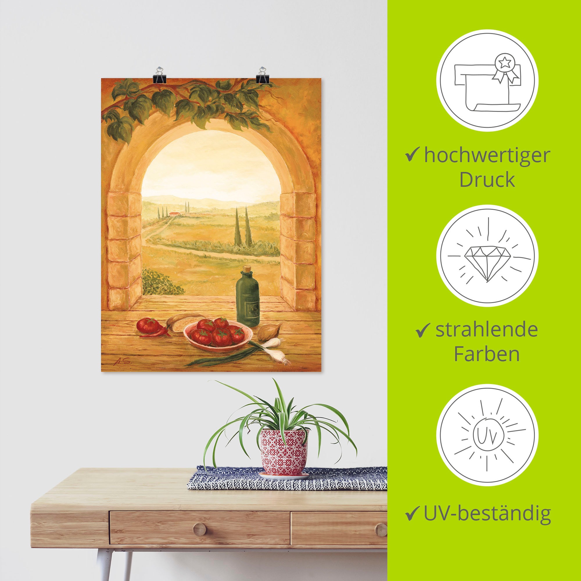 Artland Wandbild »Fensterblick«, Fensterblick, (1 St.), als Leinwandbild, Poster in verschied. Größen