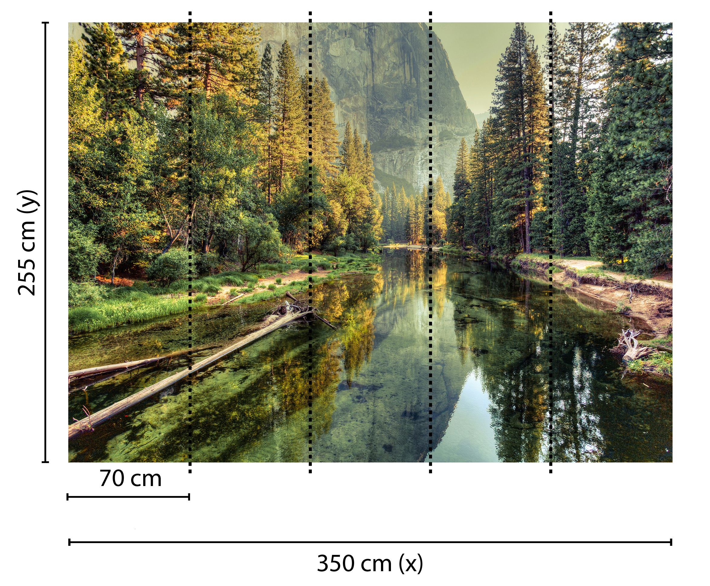 living walls Fototapete »Designwalls Mountain River« glatt Vlies, Wand, Schräge, Decke