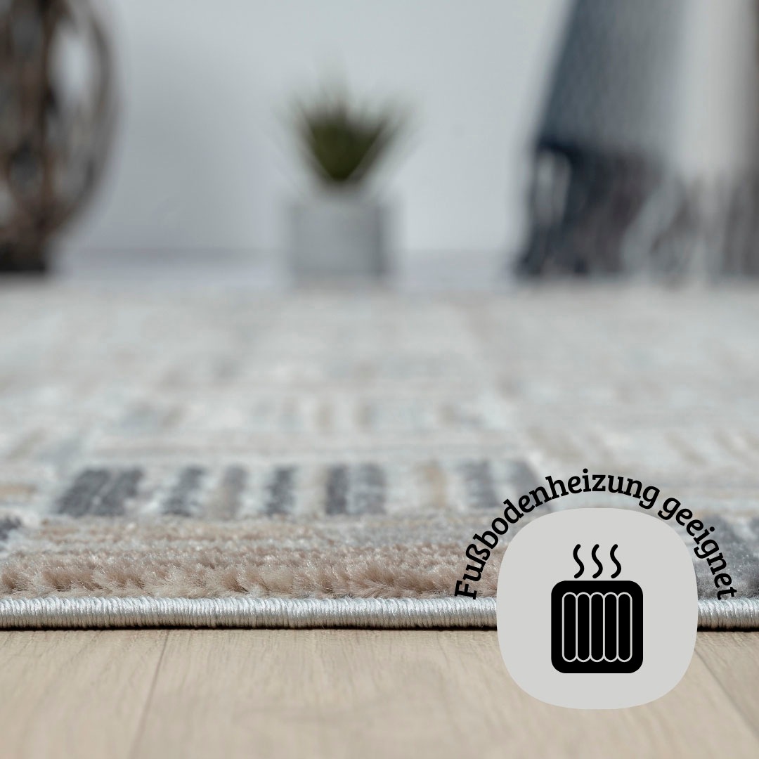 my home Teppich »Yasmin«, rund, 8 mm Höhe, Kurzflor, modernes Design, mit Bordüre, pflegeleicht, Wohnzimmer