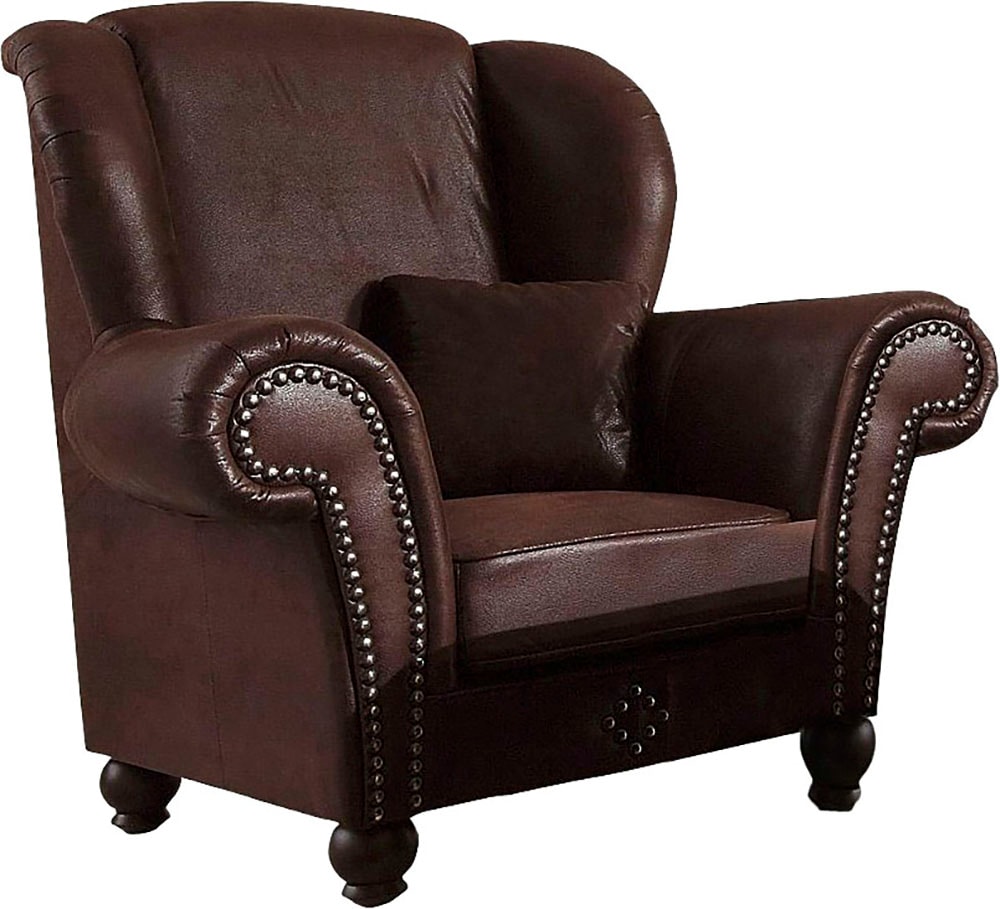 Home affaire Sessel »King George gemütlicher Ohrensessel mit Ziernägeln, mit Federkern«