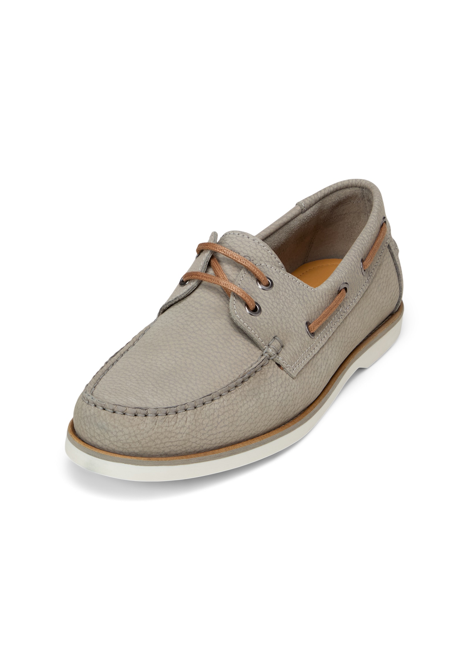 Bootsschuh MARC O'POLO "aus weichem Rindleder", Herren, Gr. 41, basalt grau, Obermaterial: 100% Leder, unifarben, Schuhe Bootsschuh