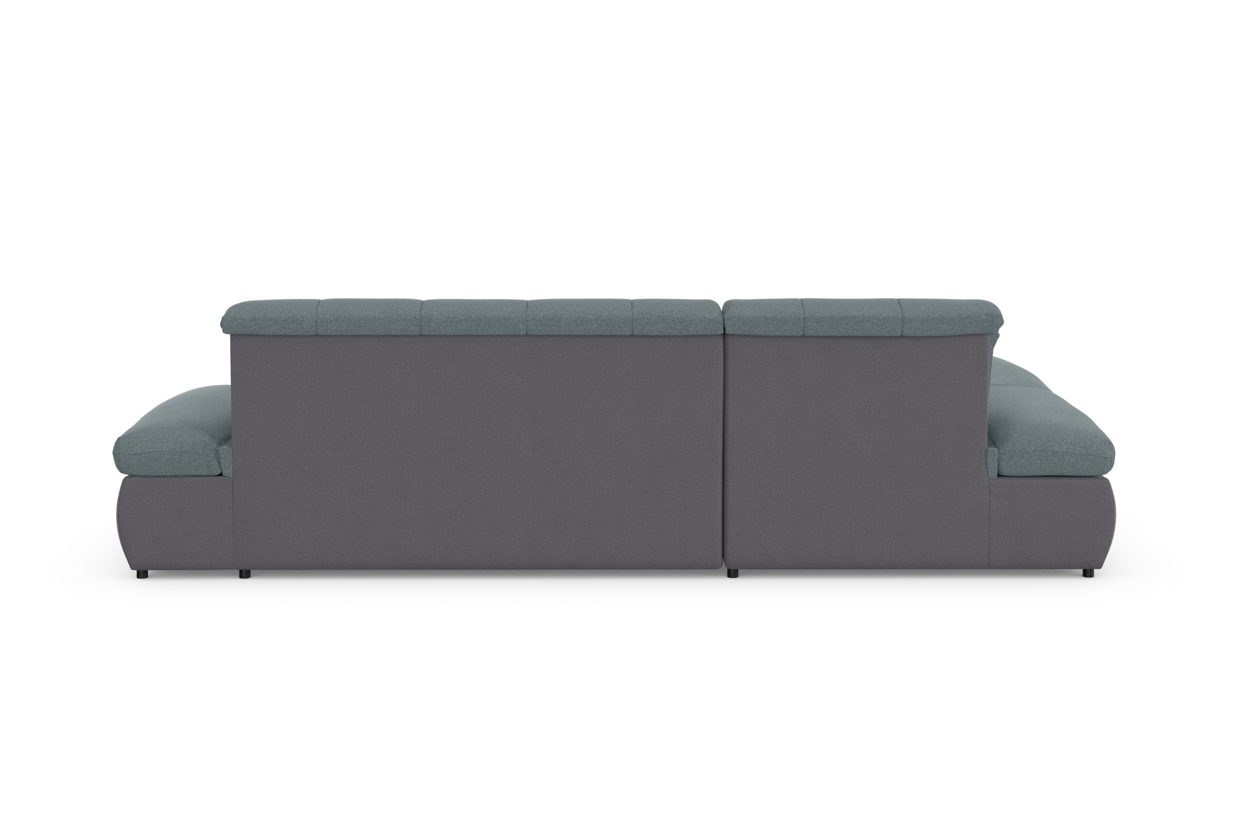 DOMO collection Ecksofa »Moric, L-Form, XXL-Sofa - Breite 300cm«, wahlweise mit Bettfunktion und Armteilverstellung, grau-eisblau