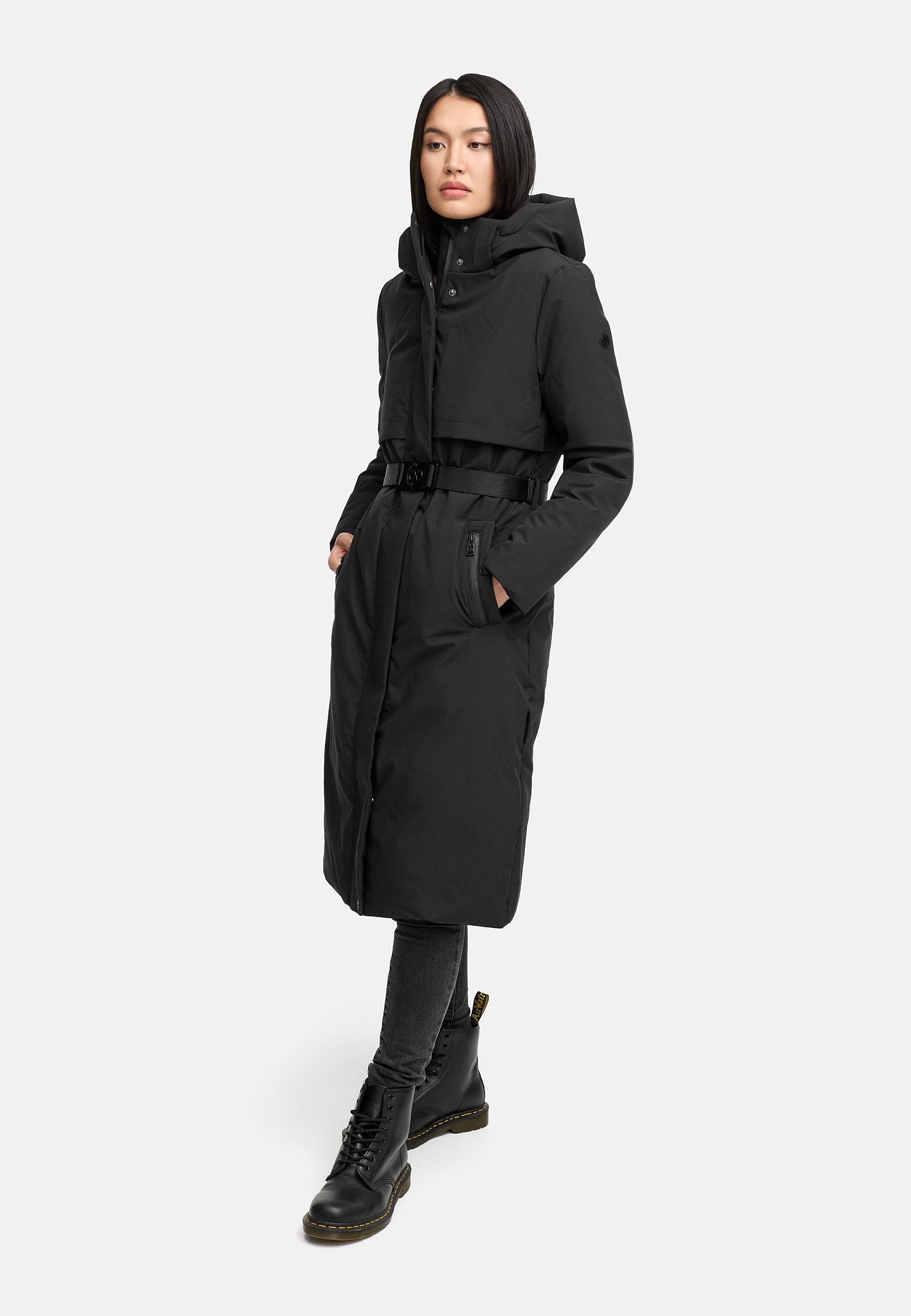 Navahoo Wintermantel »Waldbummler 14« Wasserabweisender Winterparka mit Kapuze und Taillengürtel