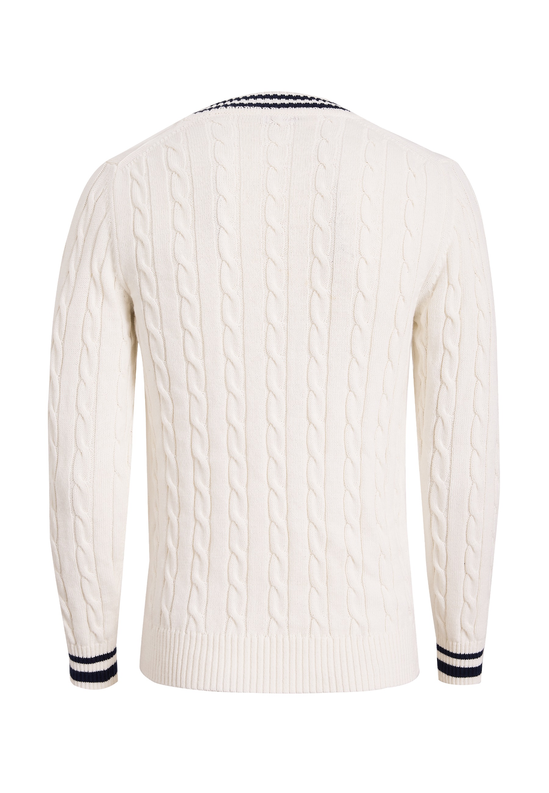 Felix Hardy V-Neck Cable Knit Sweater Ecru XL 2
