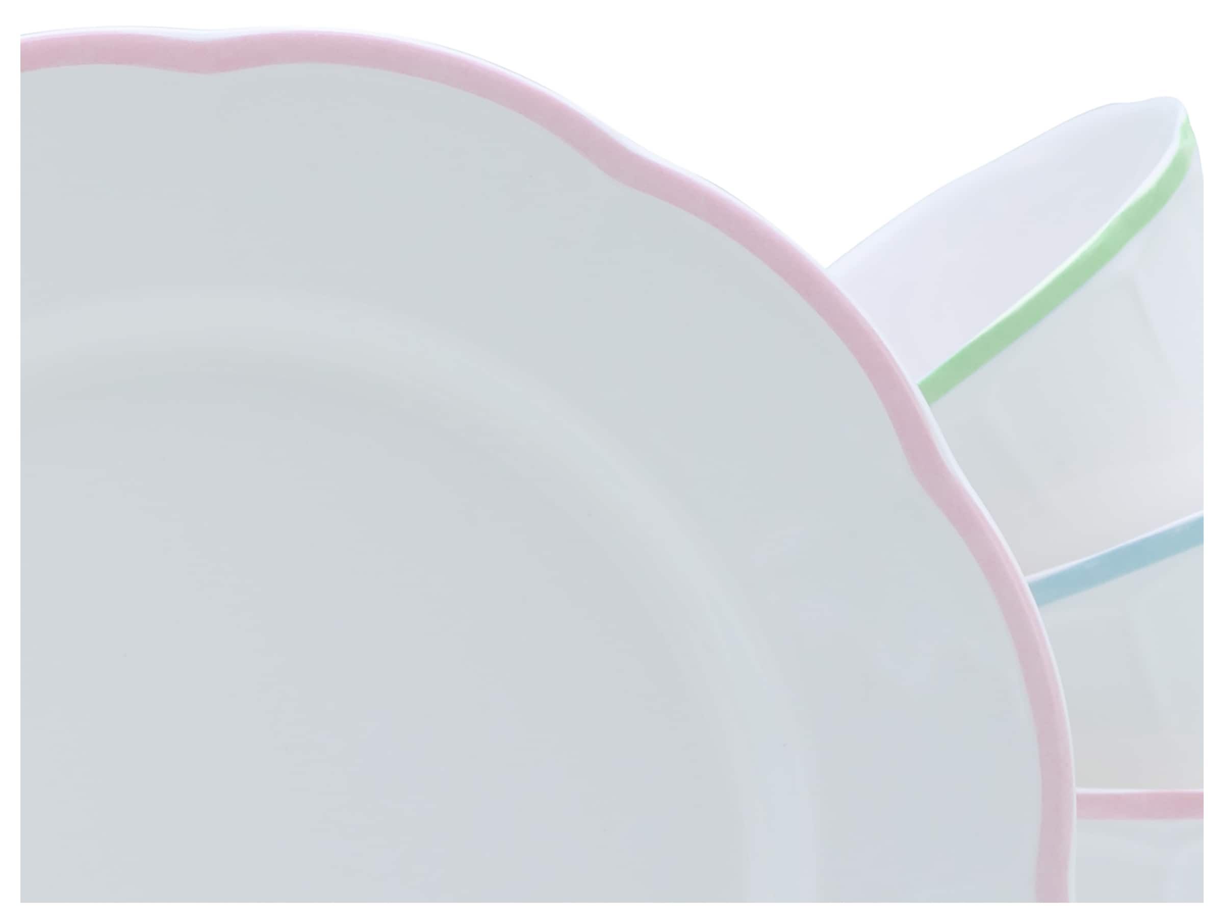 CreaTable Kaffeeservice »Florine Bunt, Service 12-tlg.« Elegant, Klassische Form, Zart gewellte Ränder