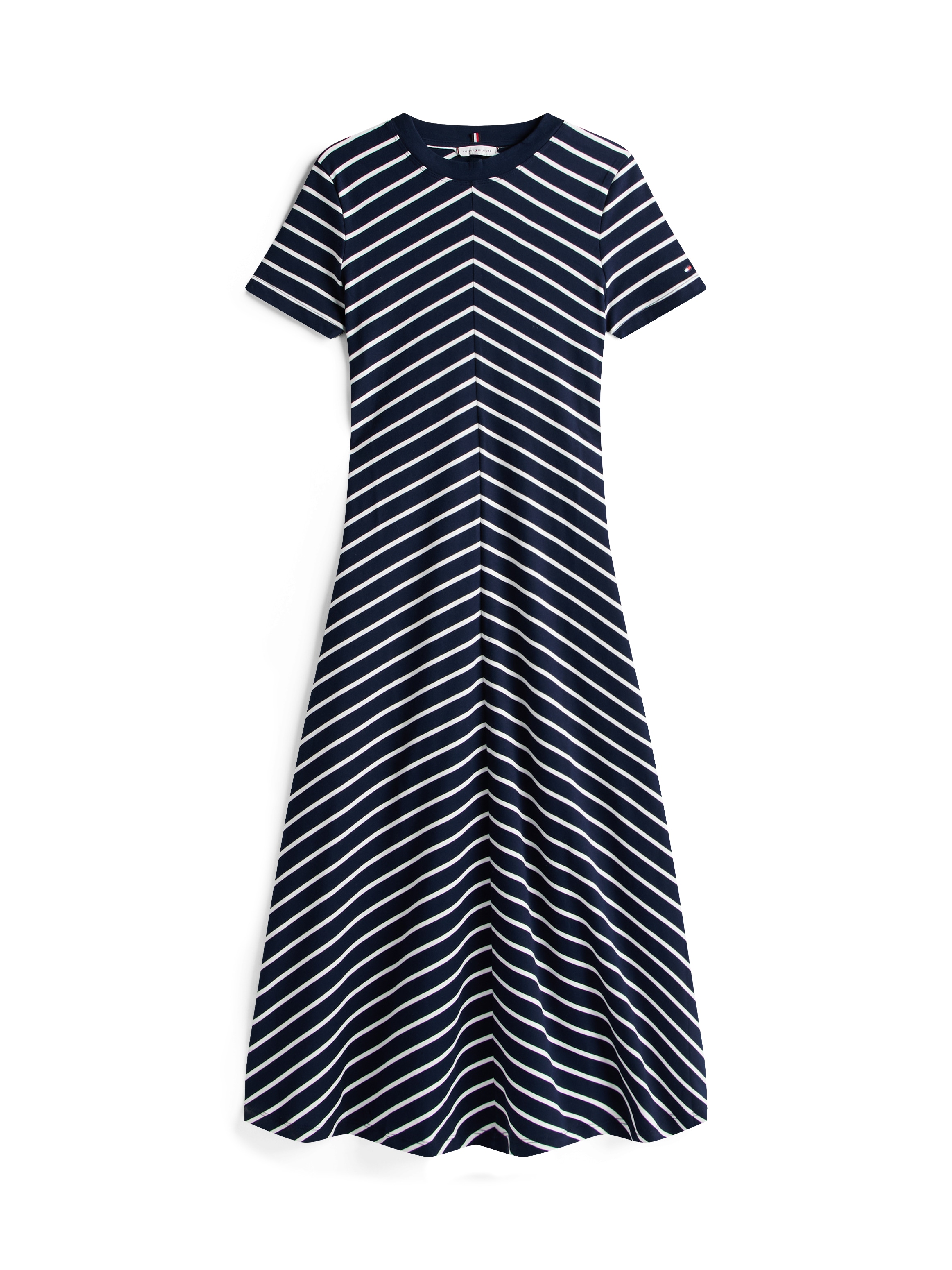 Tommy Hilfiger Midikleid »MODERN F&F MIDI DRESS«, mit Logostickerei, mit Teilungsnähten