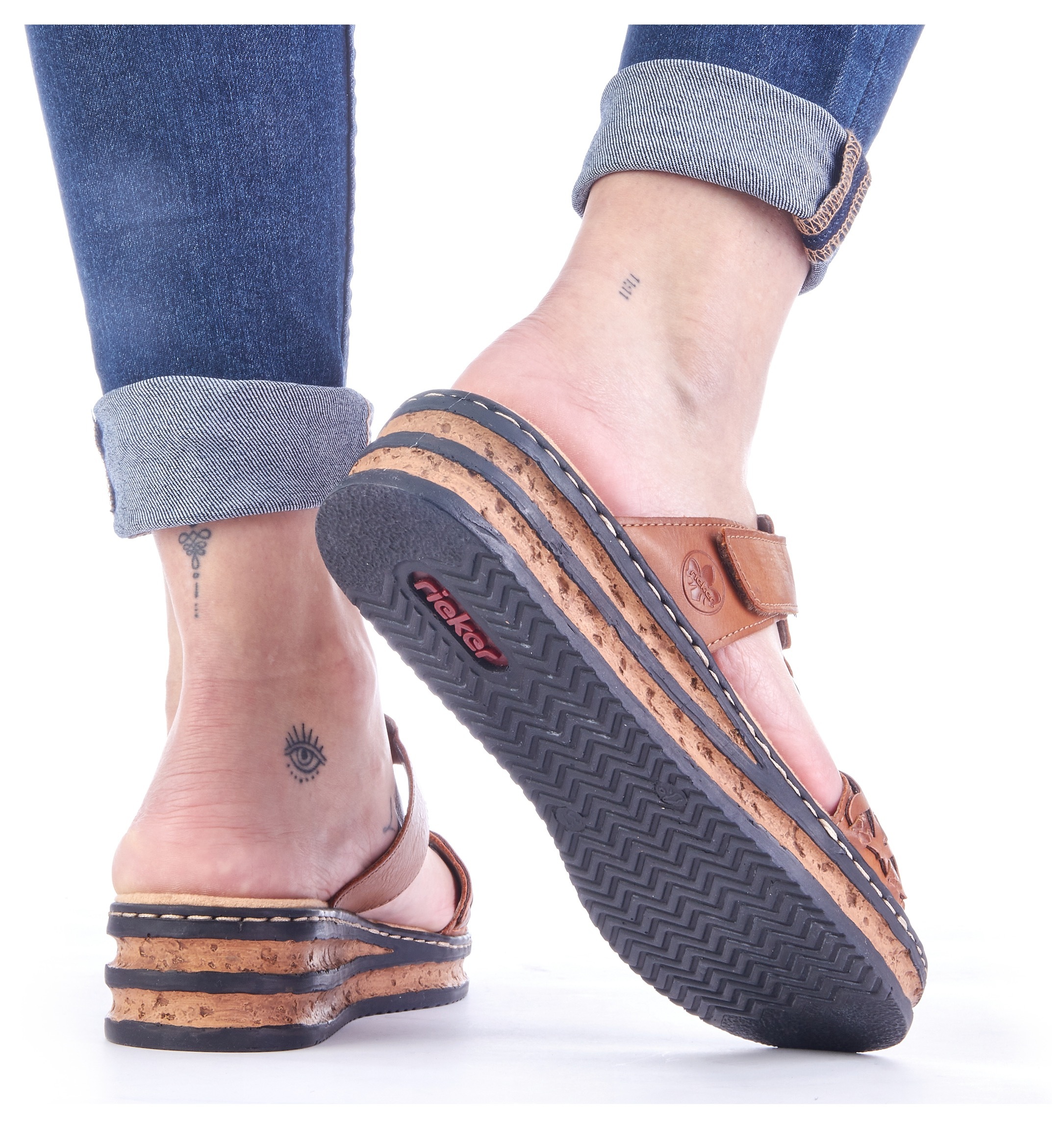 Rieker Pantolette Keilabsatz, Sommerschuh, Schlappen mit Riemchen in Flecht günstig online kaufen