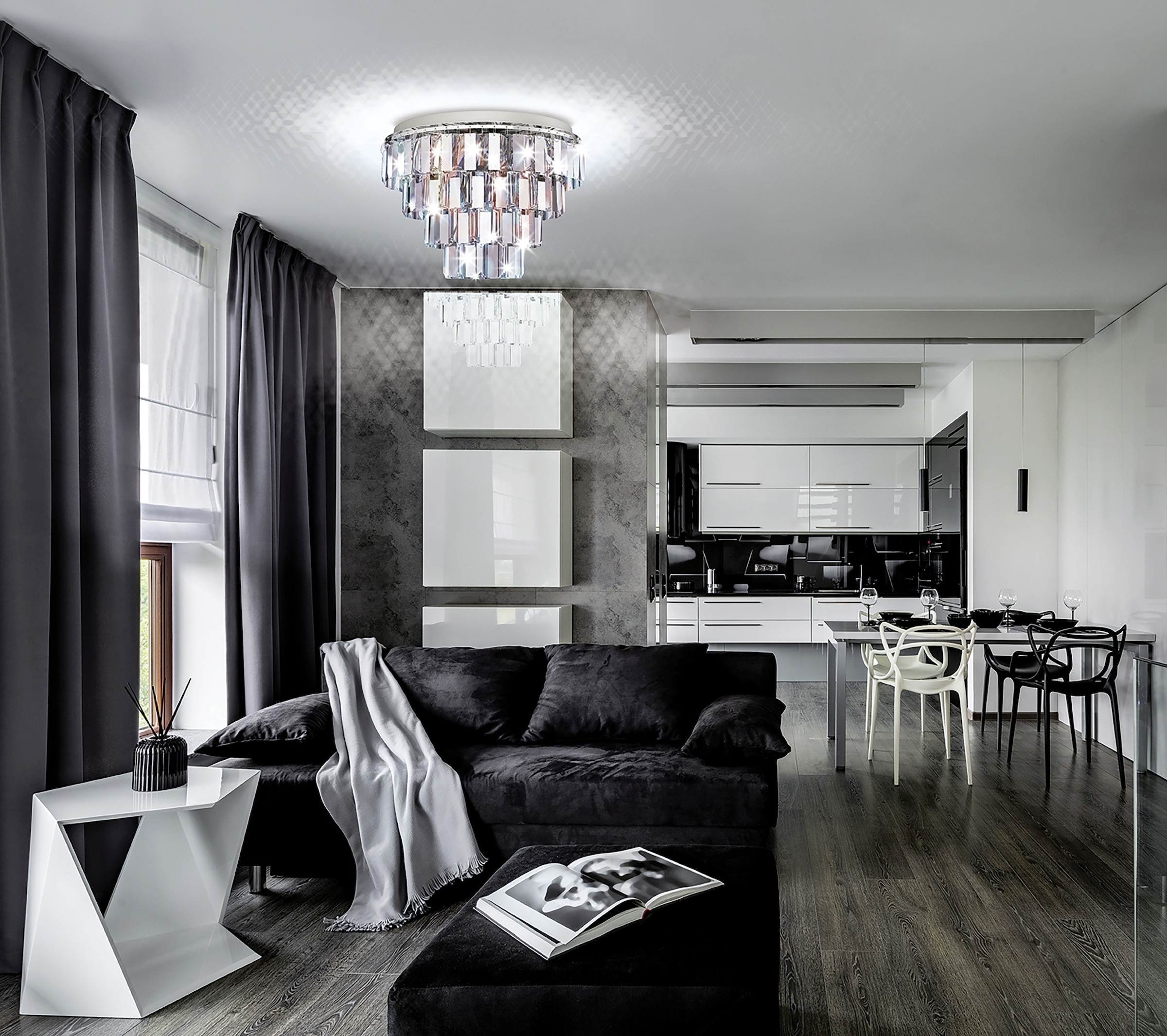 EGLO Deckenleuchte »ERSEKA Deckenlampe - Stahl - E14 - 7X40W - IP20« E14 1 Stk. Wohzimmerlampe, Esszimmerlampe, Flur, Schlafzimmer, H53,5 x Ø48,5 cm