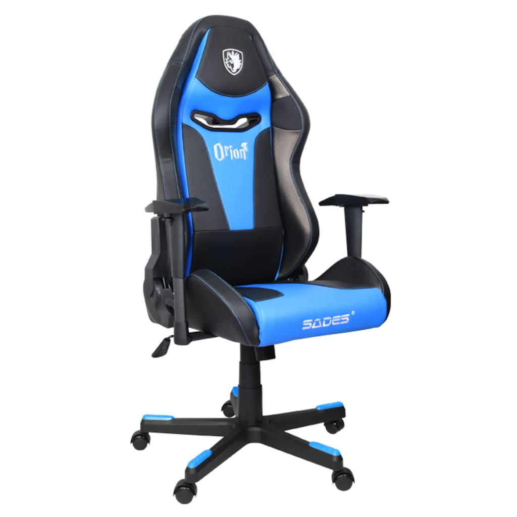 Sades Gaming-Stuhl »"Orion" schwarz/blau, Kunstleder, ergonomischer Gamingstuhl«, 1 St., Bürostuhl, Schreibtischstuhl, geeignet für Jugendliche und Erwachsene