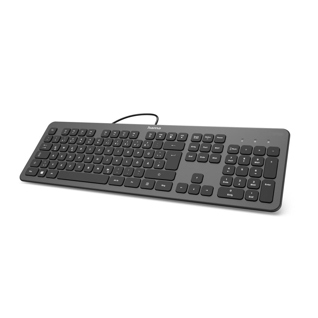 Hama PC-Tastatur »Tastatur "KC-700", kabelgebunden, PC, Notebook, Laptop Keyboard«, Abgesetzte Tasten/Leise Tasten