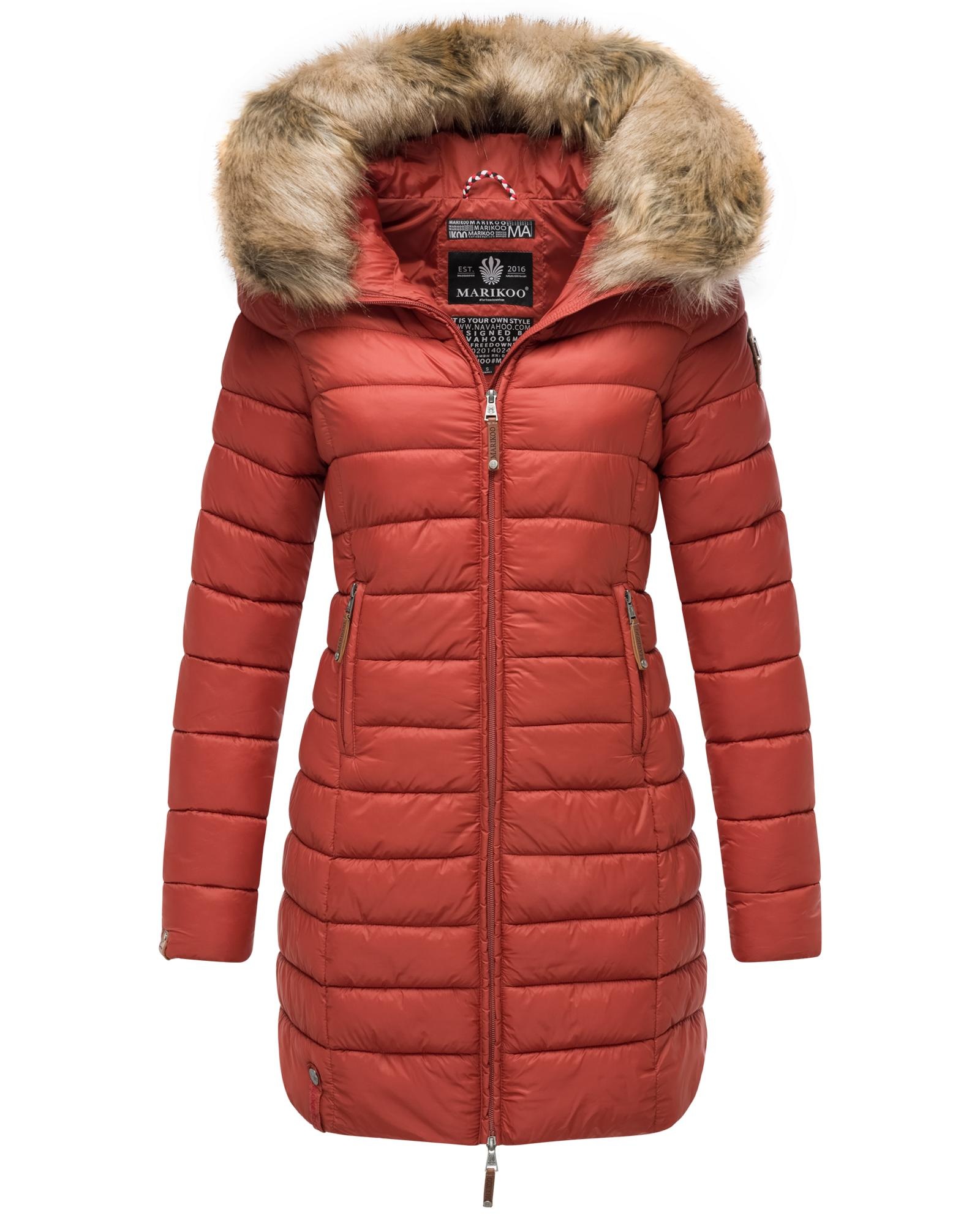 Marikoo Steppmantel »Rose-Stepp«, zeitloser Winterparka mit großer Kunstfellkapuze