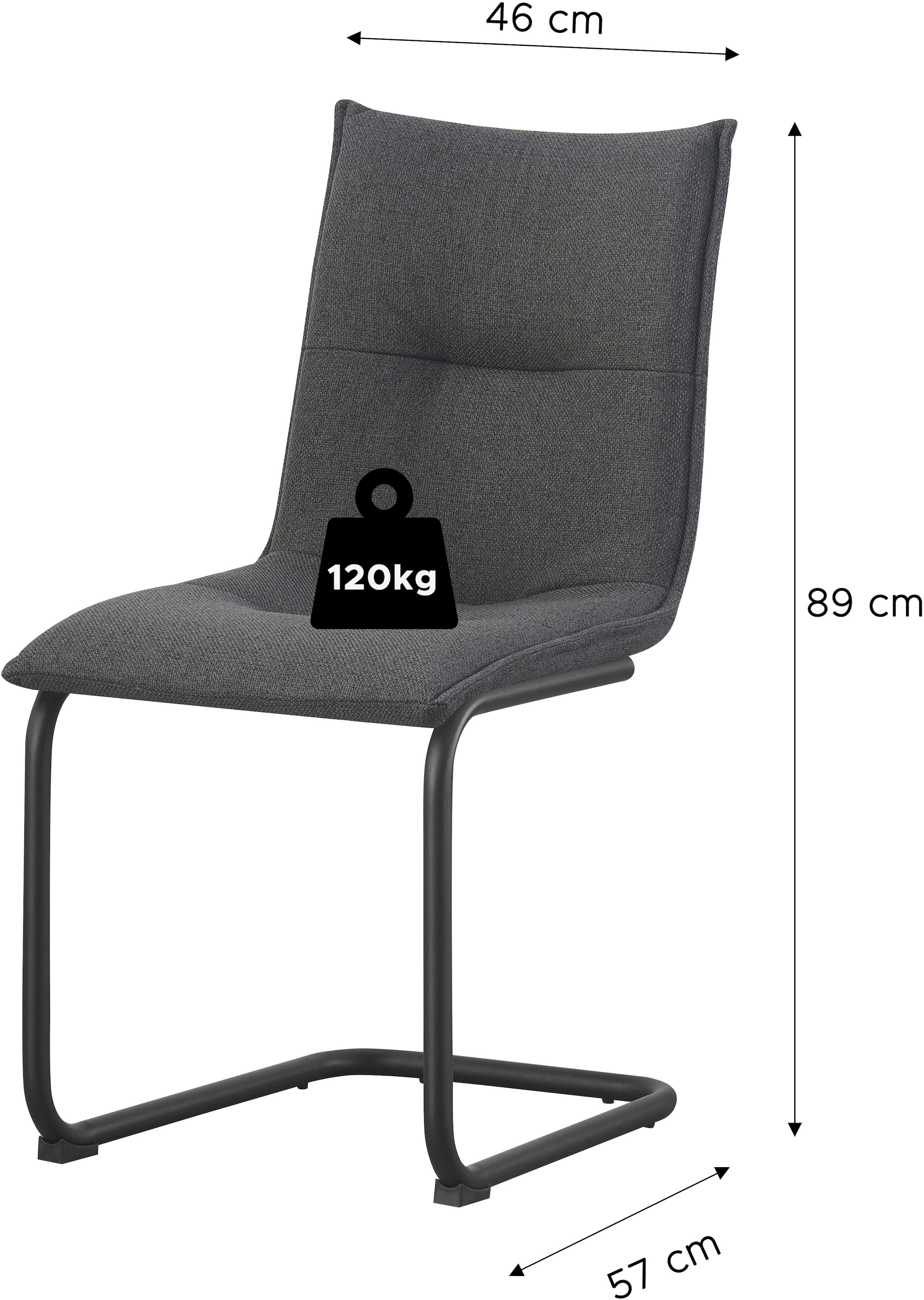 Home affaire Esszimmerstuhl »SARNIA, 2er Set, mit Metallgestell in matt schwarz« (Set) 2 Stk.in verschiedenen Farben, Belsatbarkeit pro Stuhl 120 kg, Velour Stoff