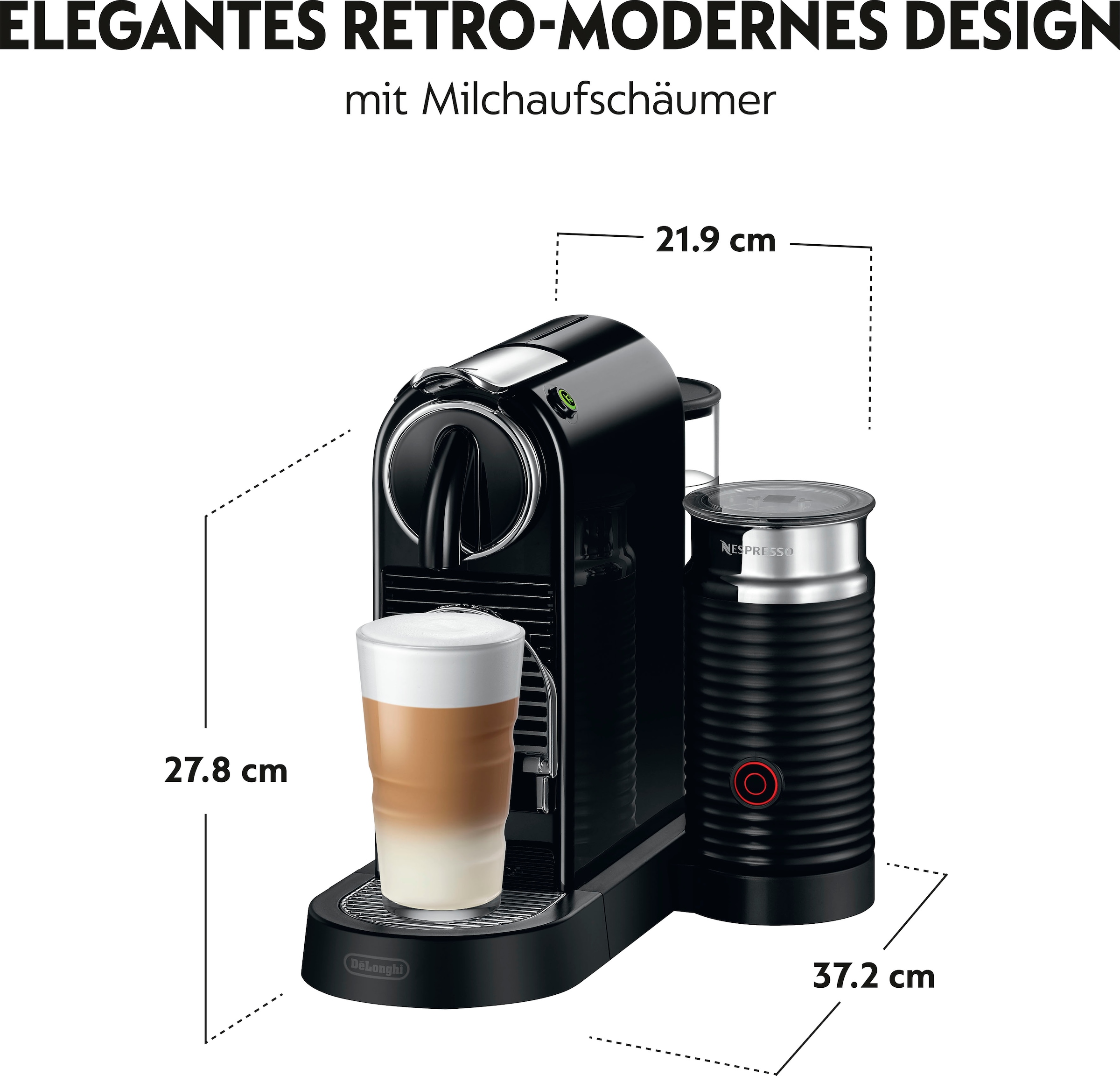 Nespresso Kapselmaschine »CITIZ EN 267.BAE von DeLonghi, Schwarz«, inkl. Aeroccino  Milchaufschäumer, Willkommenspaket mit 7 Kapseln | BAUR