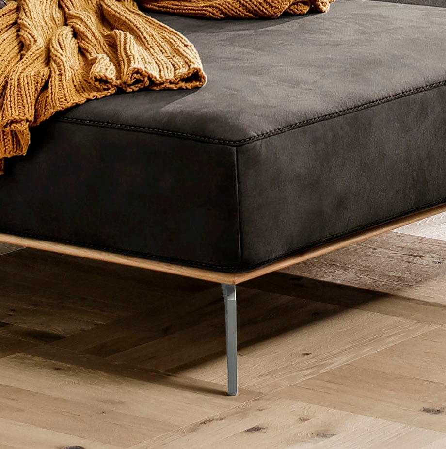 W.SCHILLIG Ecksofa »run, Designsofa mit tollem Sitzkomfort, bequem, L-Form« mit elegantem Holzsockel, Füße in Silber matt, Breite 299 cm