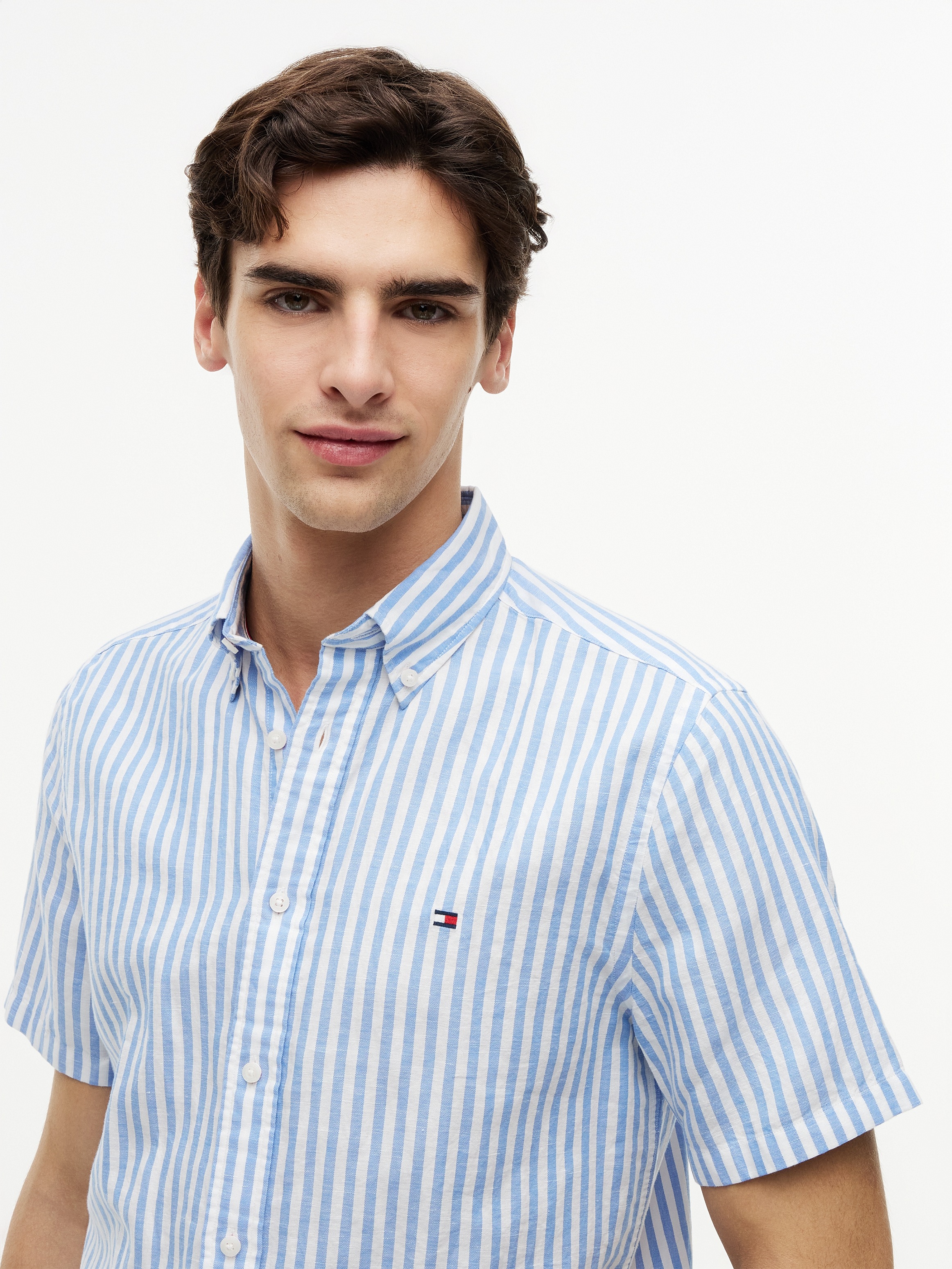 Tommy Hilfiger Kurzarmhemd »LINEN BLEND BENGAL STP SS RF SHT« Regular Fit  aus Leinenmix mit Bengalstreifen
