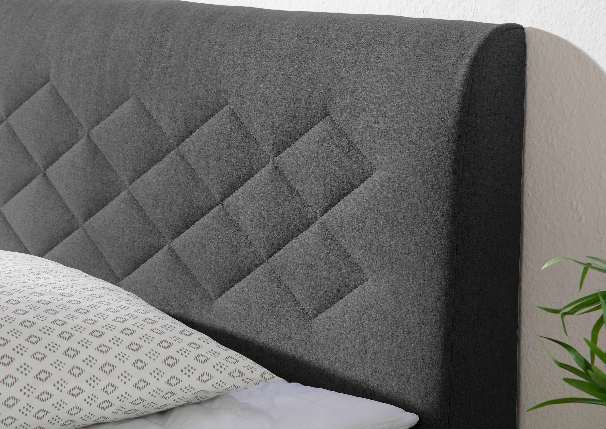 Boxspringbett HOME AFFAIRE "Parla", grau (anthrazit), L:218cm, 100% Polyester, Komplettbetten, Boxspringbett, incl. Topper, 4 Farben in 4 Breiten, 2 Härtegraden, 3 Matratzenarten 3