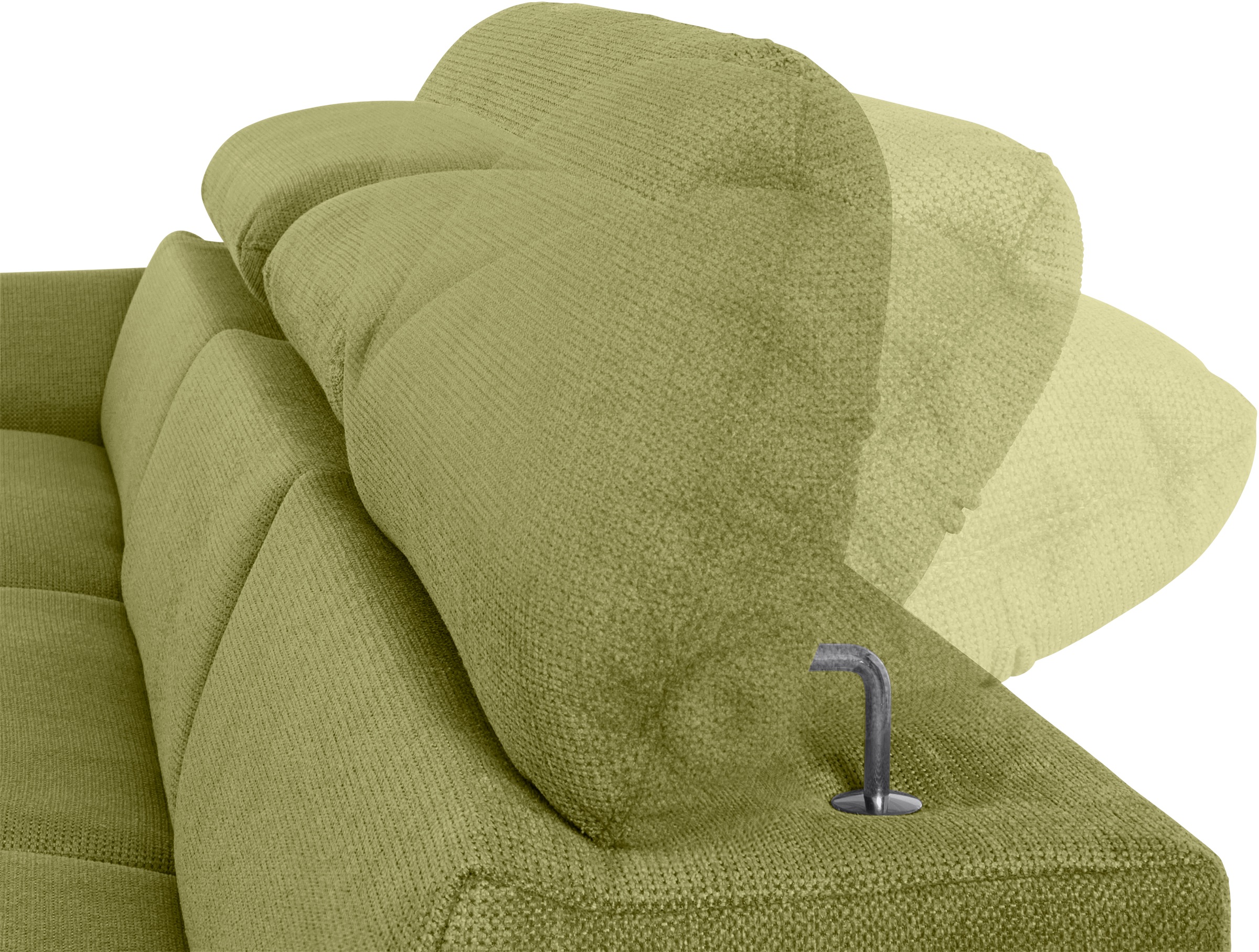 COTTA Ecksofa »Lola L-Form mit Kopfteilfunktion & Hocker«, (Set, mit Hocker), wahlweise mit Bettfunktion, Bettkasten & Armteilverstellung