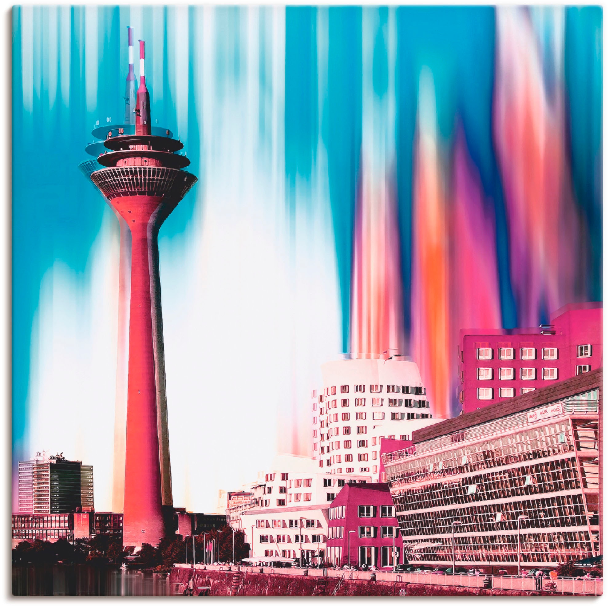 Artland Leinwandbild "Düsseldorf Skyline Collage I", Deutschland, (1 St.), auf Keilrahmen gespannt