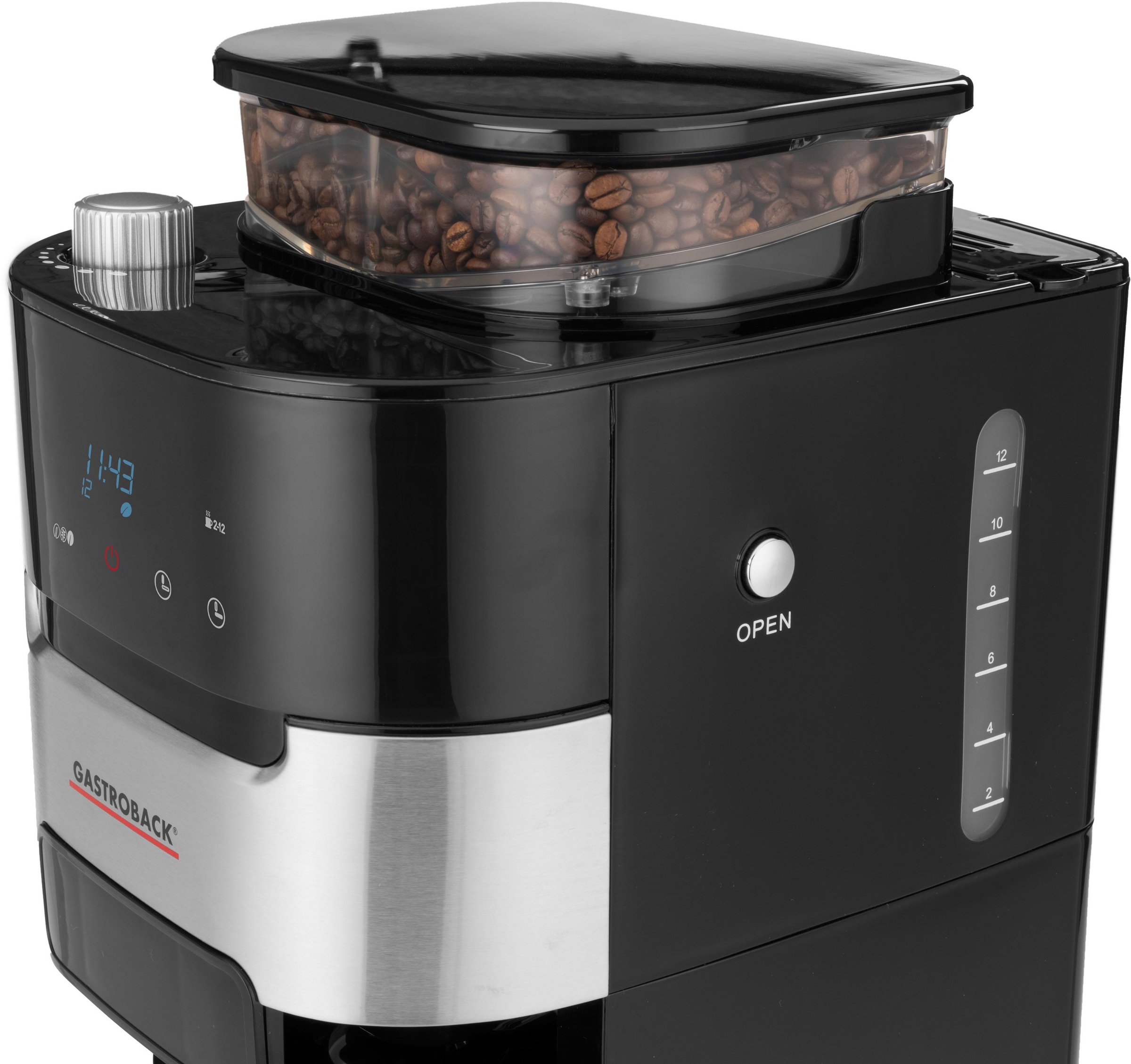 Thumbnail - Gastroback Kaffeemaschine mit Mahlwerk "Grind & Brew Pro 42711" 1,5 l Kaffeekanne Permanentfilter Timerfunktion, auch fü...