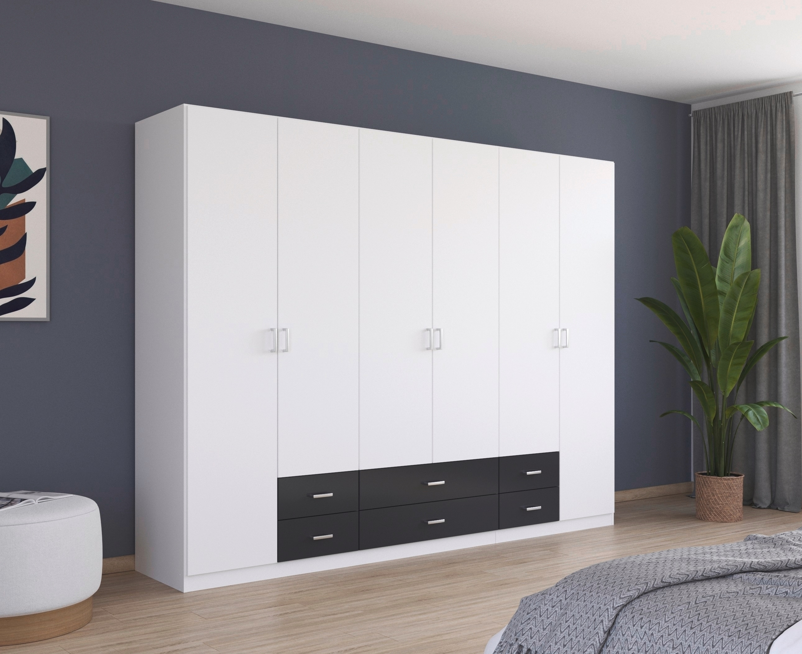 rauch Drehtürenschrank "Kleiderschrank Garderobe GAMMA Breiten 271 cm" in 3 Ausstattungen BASIC/CLASSIC/PREMIUM (inkl. SOFT-CLOSE-Funktion), mit Schubladen, verschiedene Griff-Varianten TOPSELLER MADE IN GERMANY