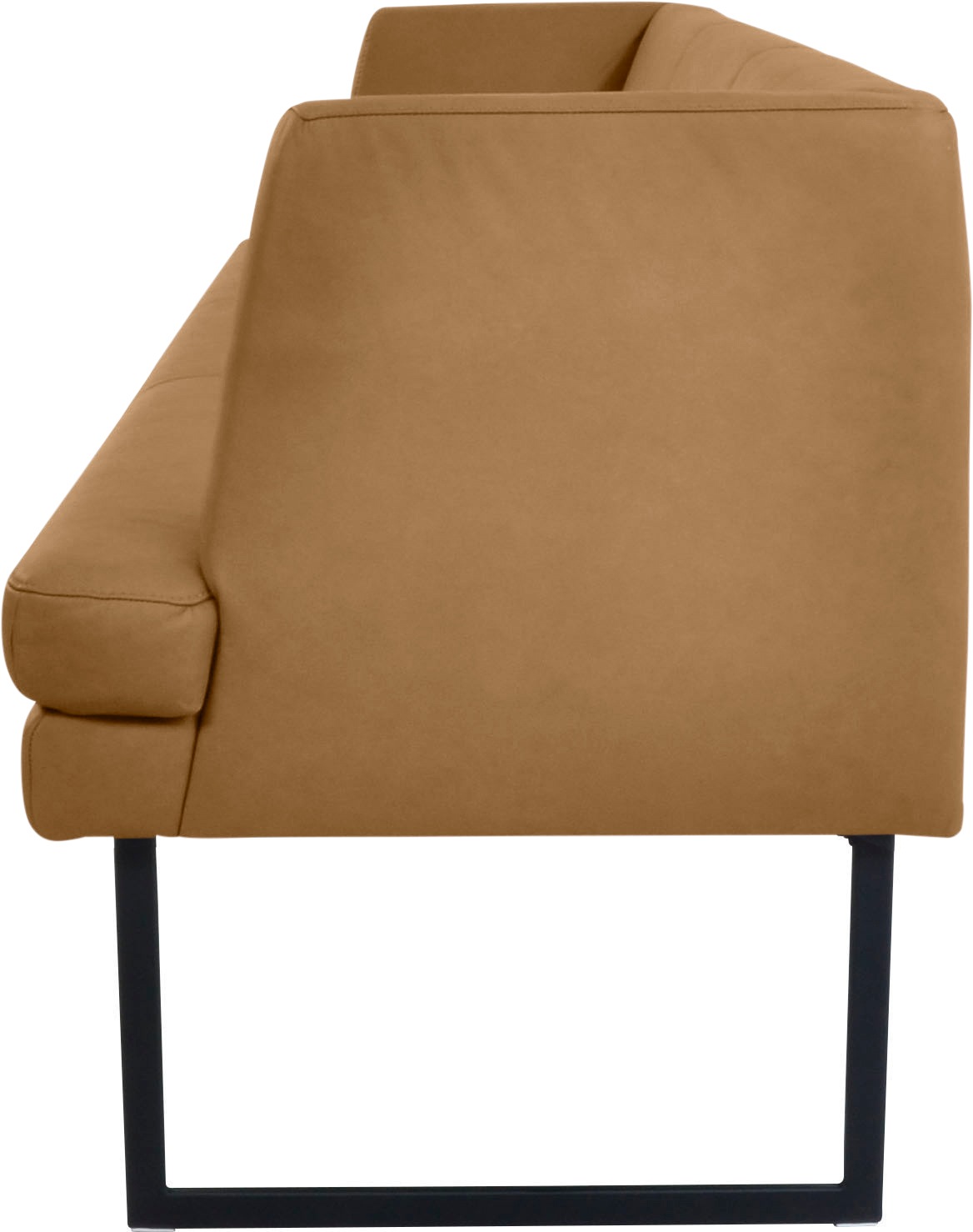 Polsterbank K+W KOMFORT & WOHNEN "Cube", gelb (curcuma 71), B:209cm H:82cm T:67cm, Sitzbänke, Polsterbank, Hammerkissenoptik, 2 Breiten, Metallkufe schwarz 3