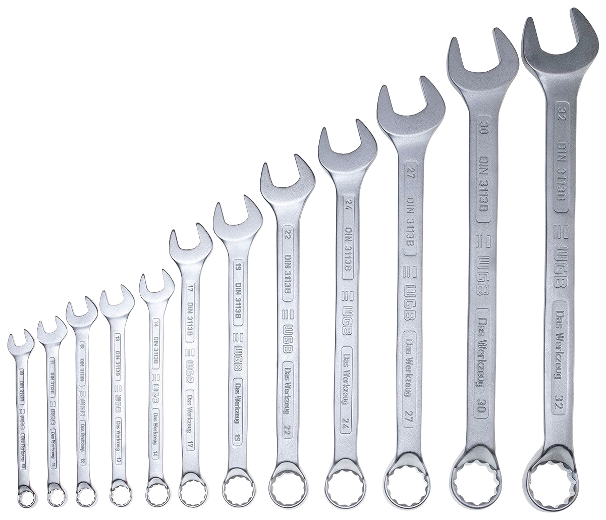 WGB BASIC PLUS Gabel- und Ringschlüssel "Ringmaulschlüssel-Satz", (Set, 12 St.), Ringseite gekröpft