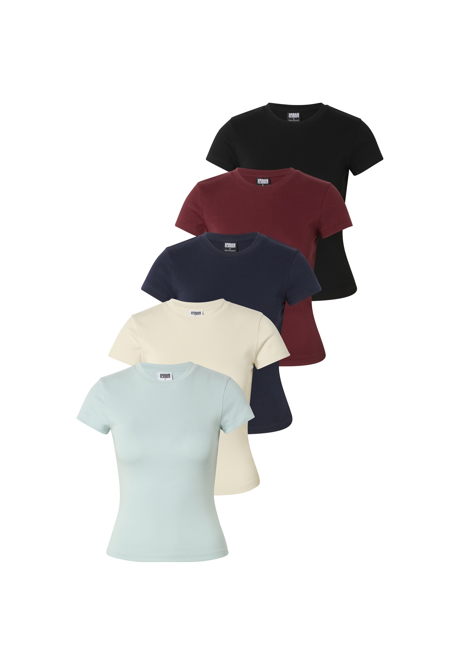 URBAN CLASSICS T-Shirt "Urban Classics Ladies Short Slim Tee 5-Pack" 1