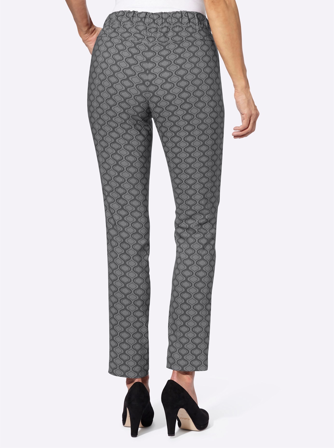 Webhose CLASSIC BASICS, Damen, Gr. 20, Kurzgrößen, grau (anthrazit, graphit, bedruckt), 85% Polyester, 12% Viskose, 3% Elasthan, bedruckt, gemustert, mehrfarbig, Hosen 3