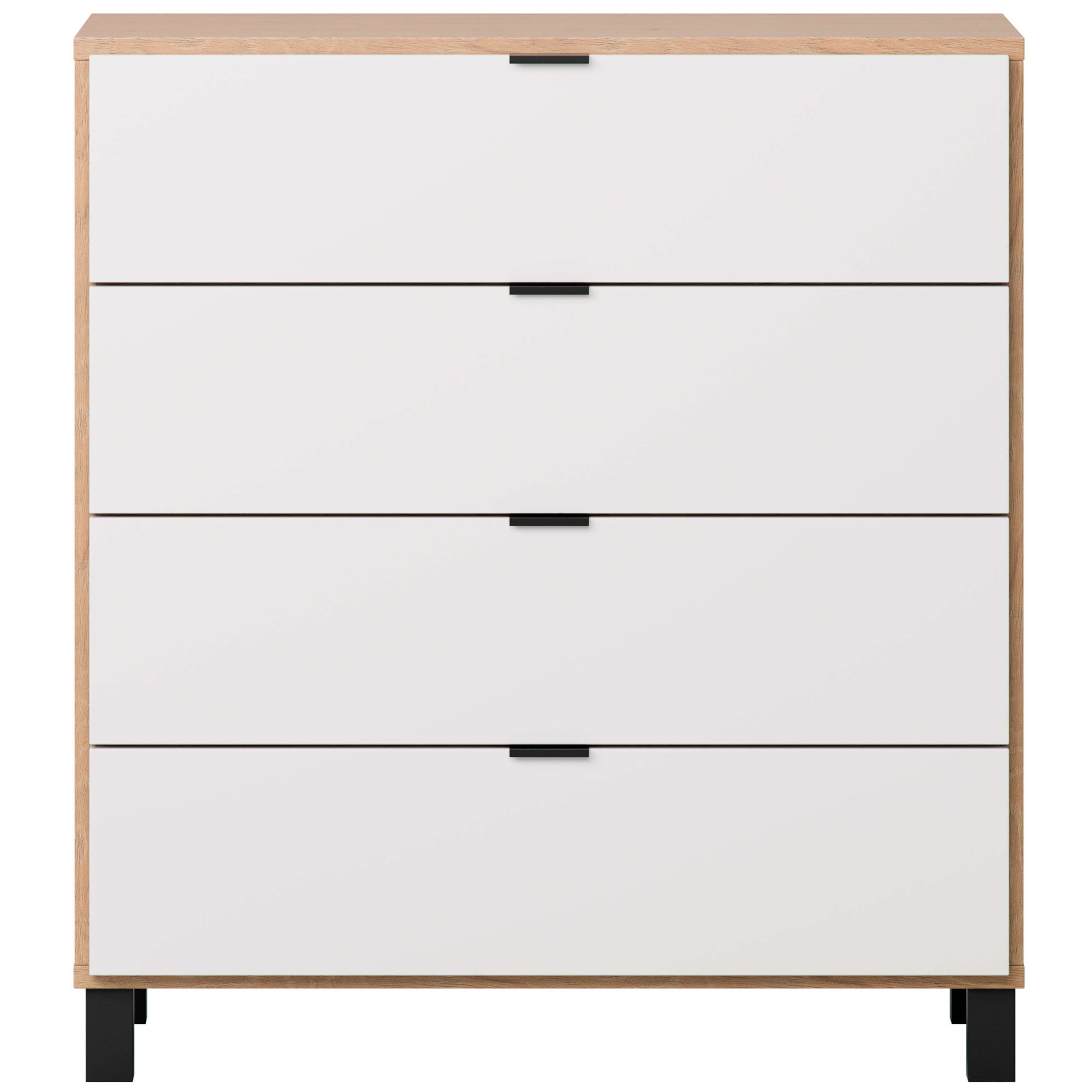 VOX Kommode »SIMPLE Sideboard mit 4 Schubladen, Maße B/T/H: 90/47/94,5 cm«, Soft-Close Function, mit schwarzen Metallgriffe