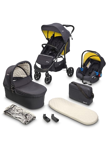 Kombi-Kinderwagen »Style - 3in1, schwarz/senfgelb«, inkl. Babyschale mit Adaptern u....